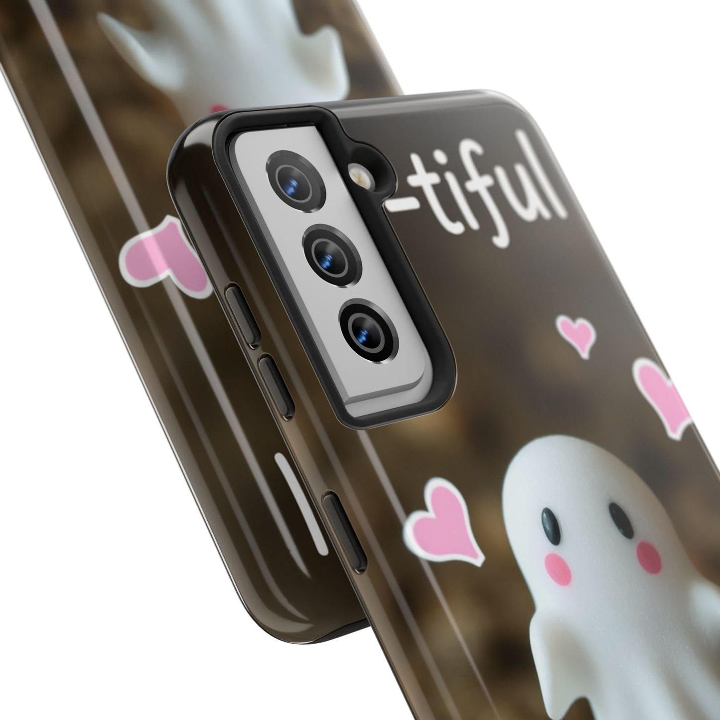 Cute Ghost Tough Phone Case - Beautiful Design with Heart Accents