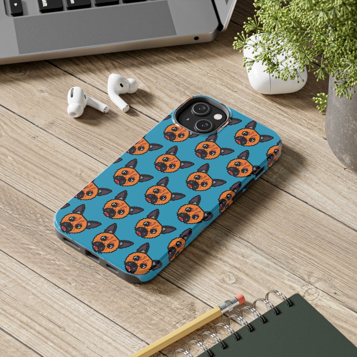 Cute Orange Dog Pixel Art Pattern Tough Phone Case - Fun & Durable Protection - for iPhone