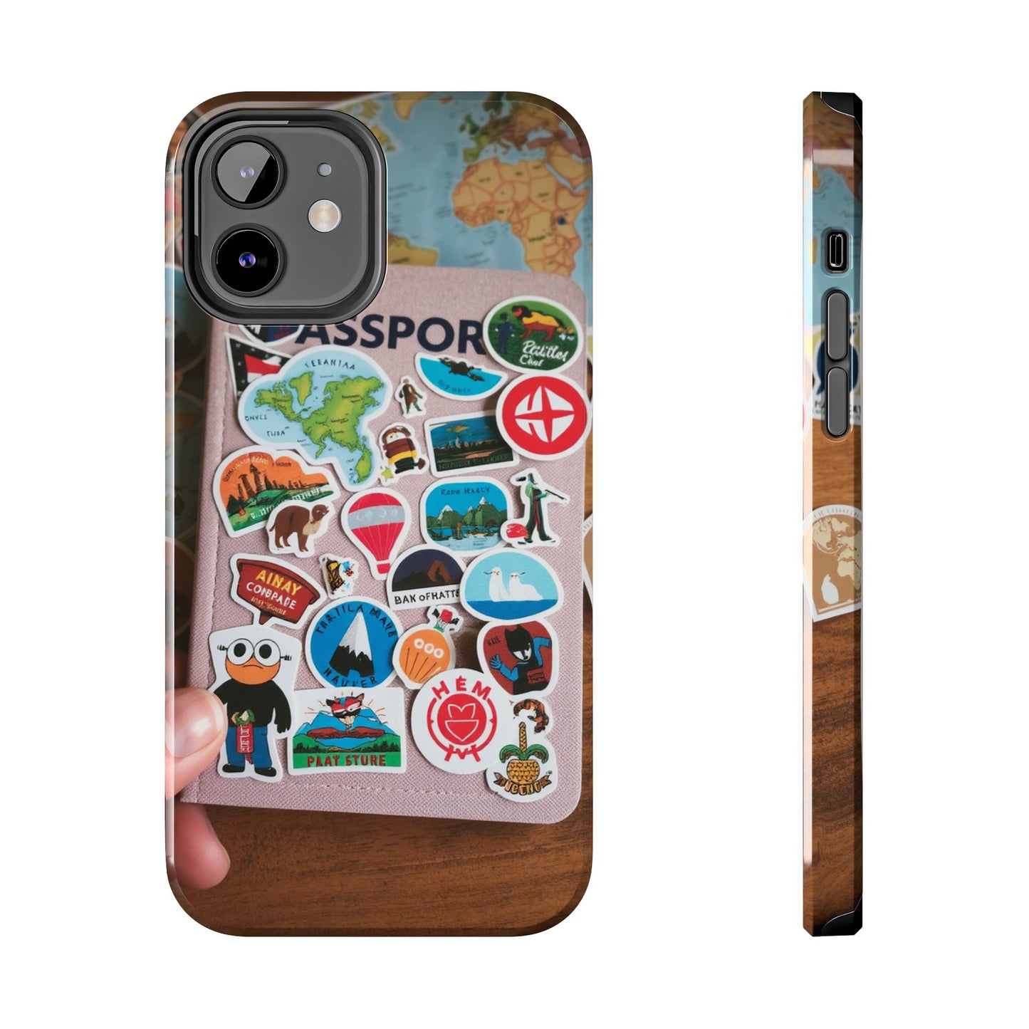 Adventure Stickers Phone Case - Tough Protection for Travel Lovers
