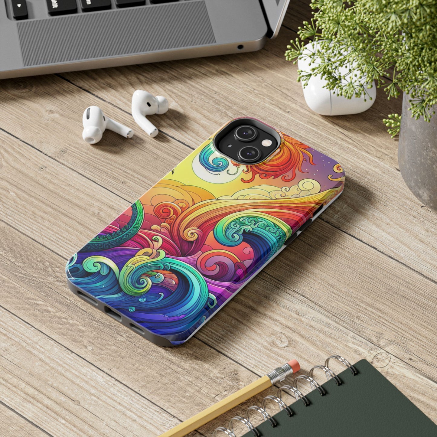 Fantasy Ocean Waves Tough Phone Case - Colorful Protective Cover - for iPhone