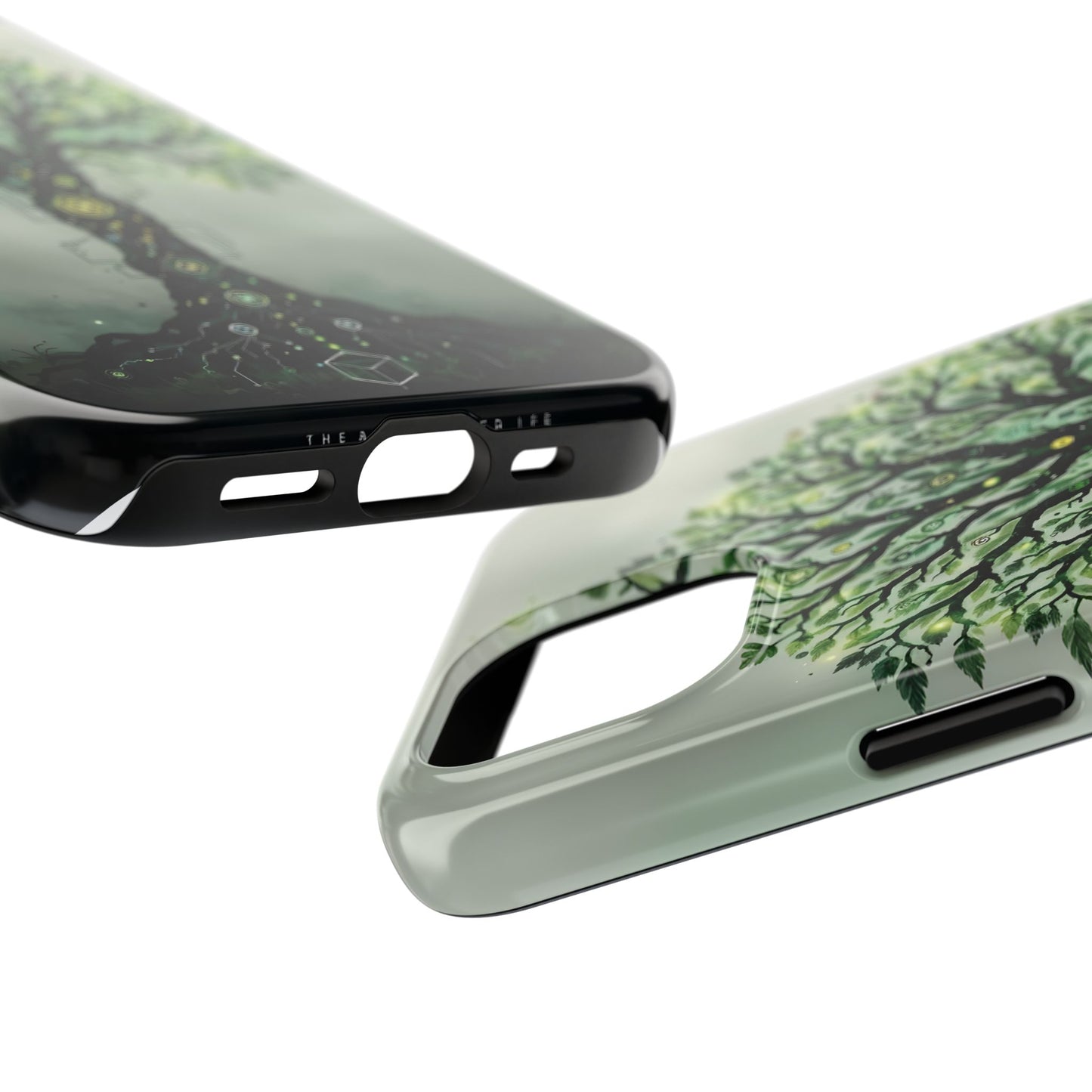 Nature-Inspired Tough Phone Case with Tech Tree Design - for iPhone