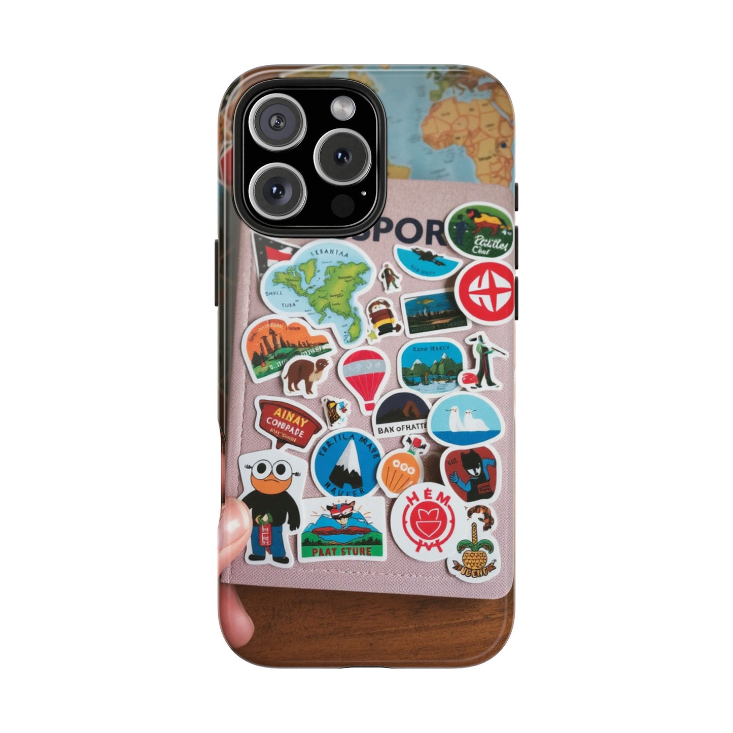 Adventure Stickers Phone Case - Tough Protection for Travel Lovers