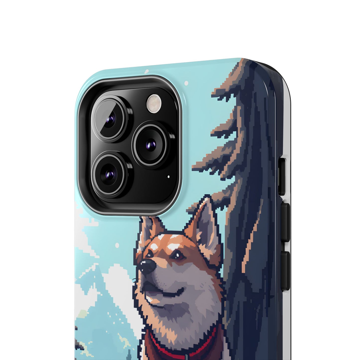Retro Dog Adventure Tough Phone Case - Pixel Art Shiba Inu Design - for iPhone