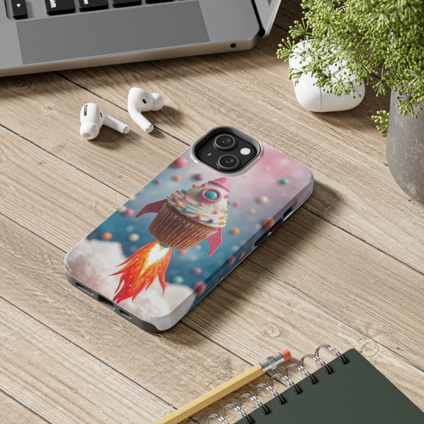 Whimsical Rocket Cupcake Phone Case - Fun Protective Case for Kids and Teens
