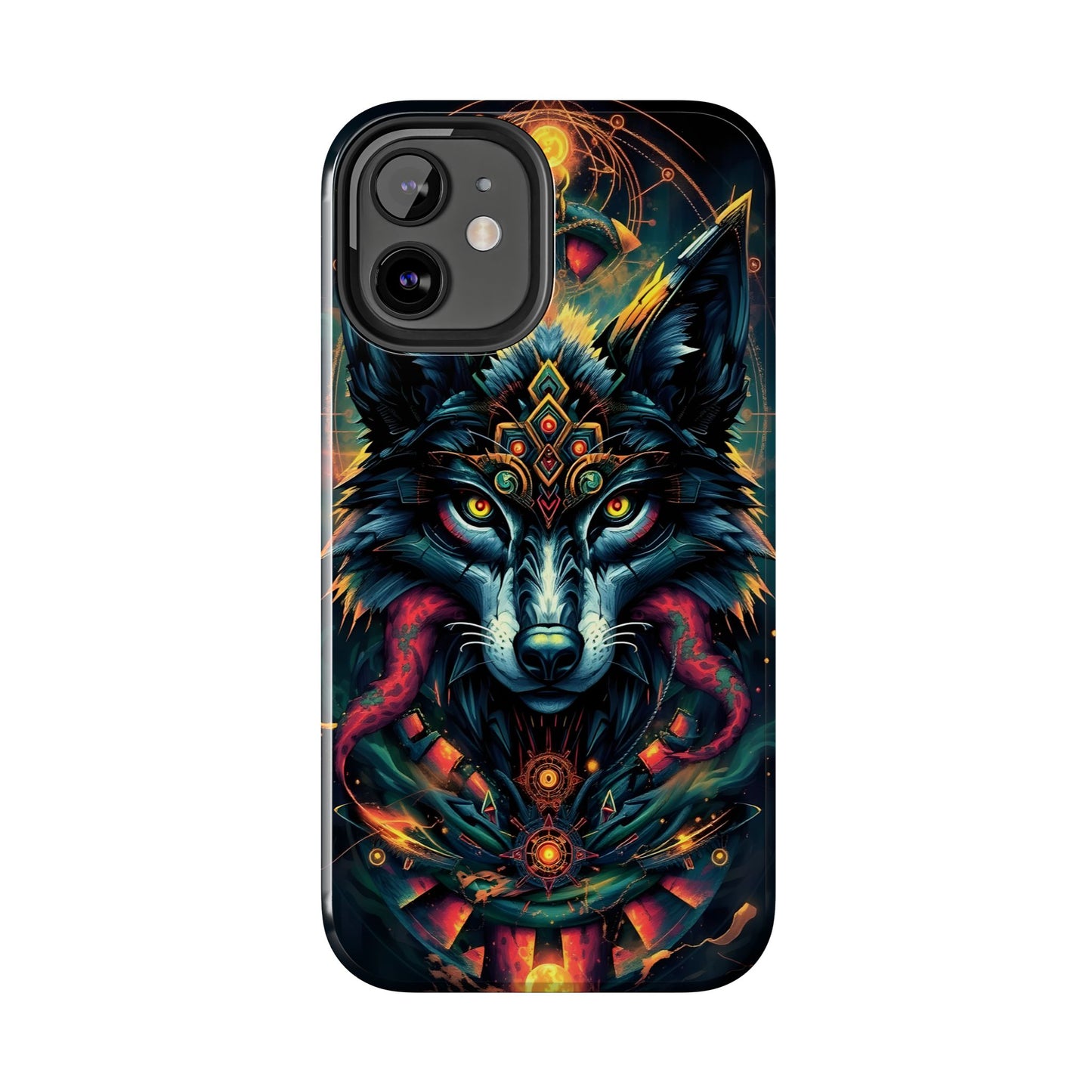 Vibrant Mystical Wolf Art Tough Phone Case - Durable & Unique Design for Animal Lovers - for iPhone