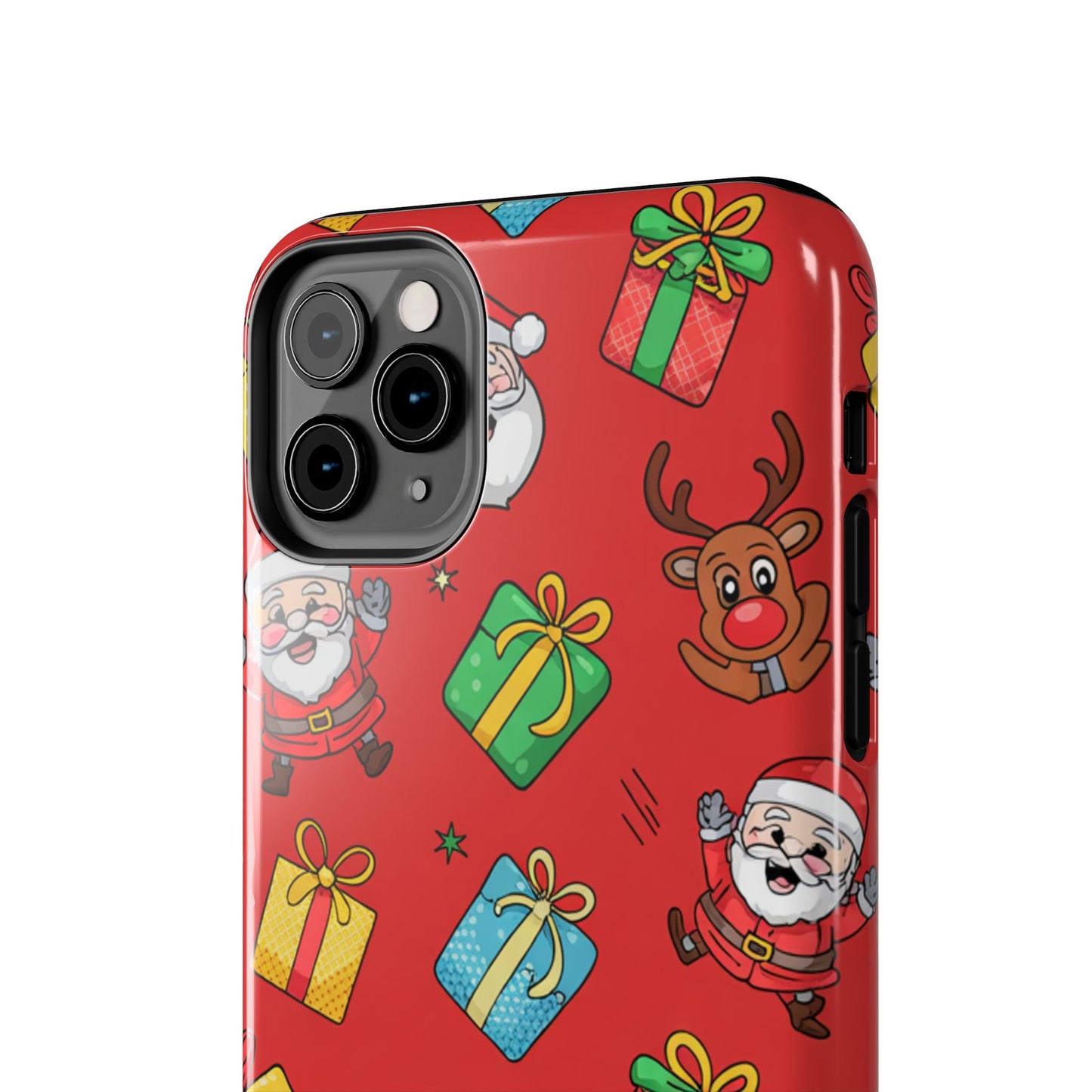 Festive Santa and Reindeer Tough Phone Case - Christmas Holiday Design
