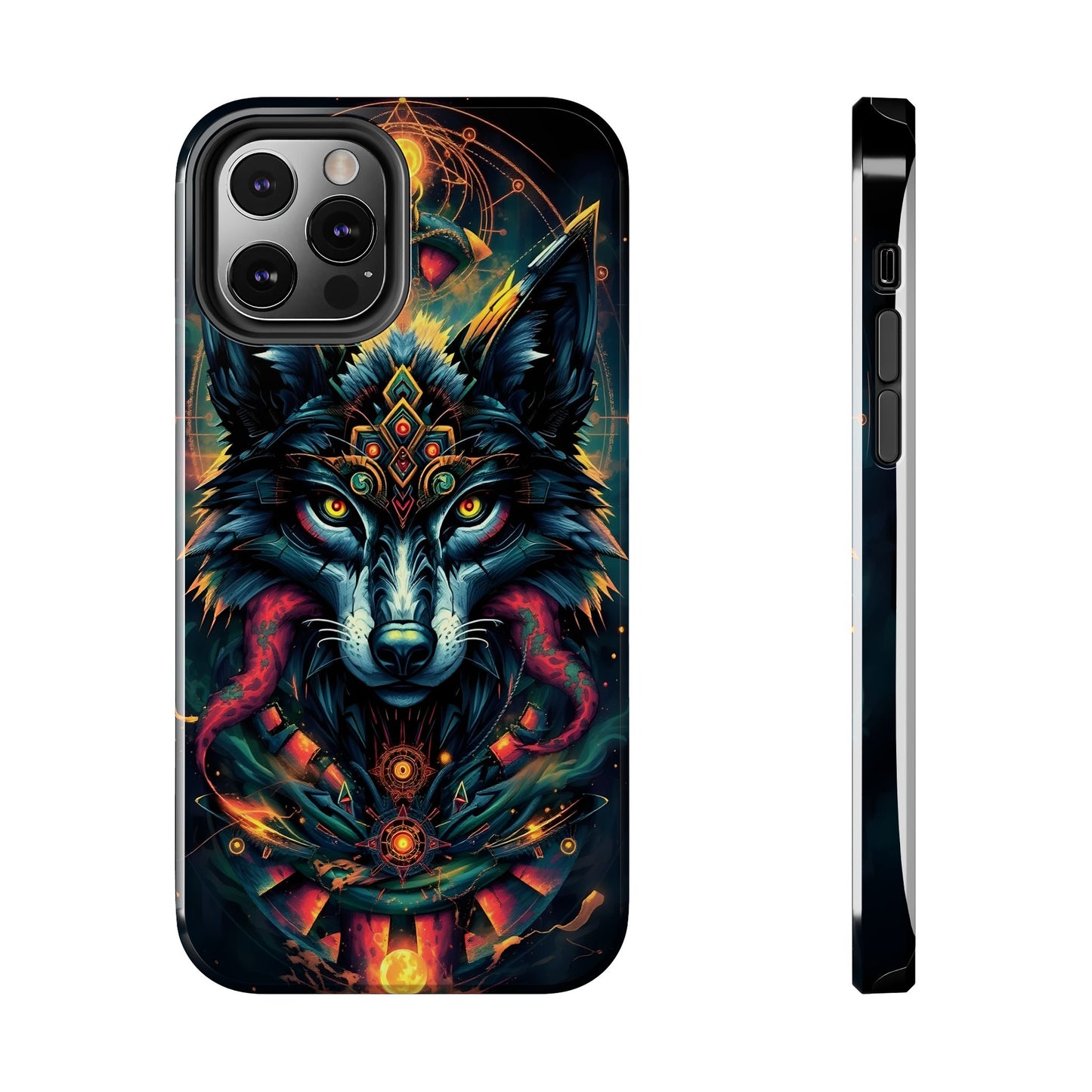 Vibrant Mystical Wolf Art Tough Phone Case - Durable & Unique Design for Animal Lovers - for iPhone
