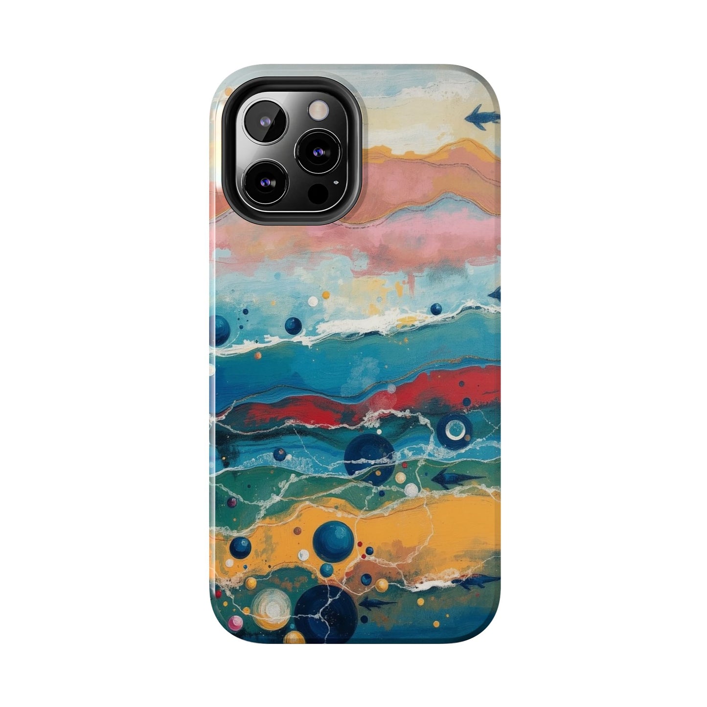 Artistic Tough Phone Case - Vibrant Waves Design for Unique Style