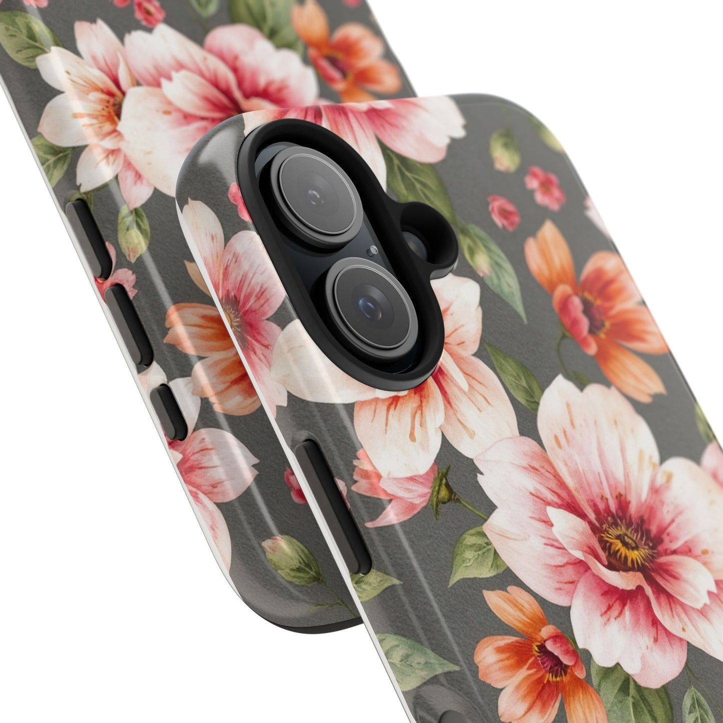 Floral Pink Tough Phone Case - Stylish & Durable Floral Design - for iPhone