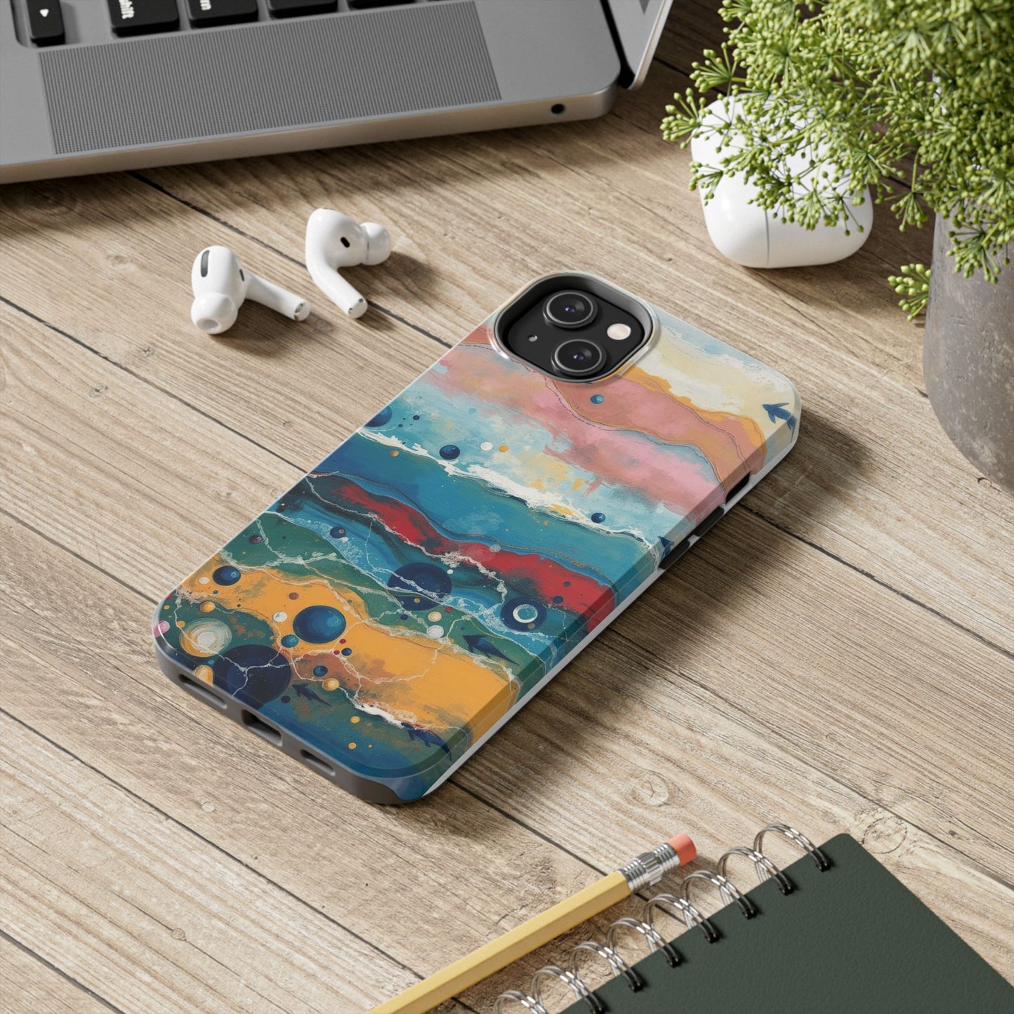 Artistic Tough Phone Case - Vibrant Waves Design for Unique Style