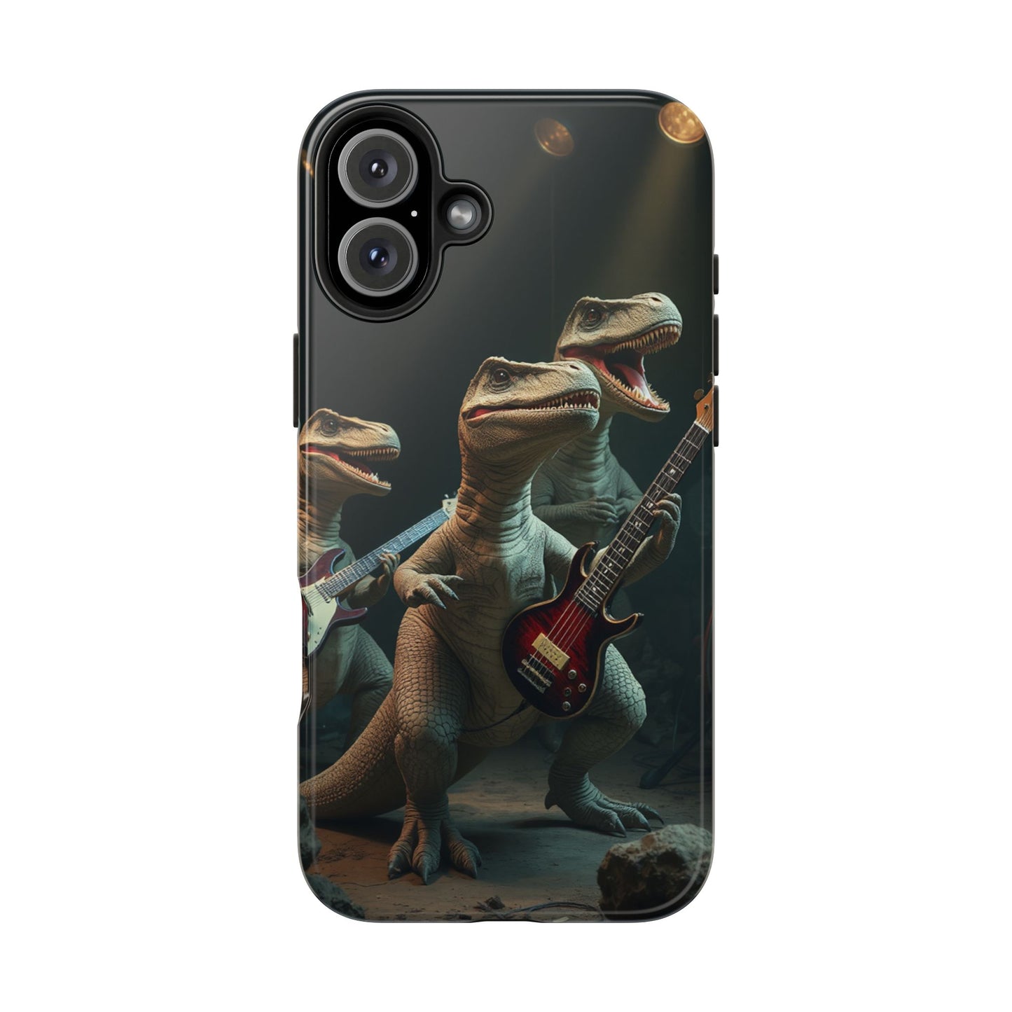 Rockin' Dinosaur Tough Phone Cases - Perfect for Music Lovers and Kids!