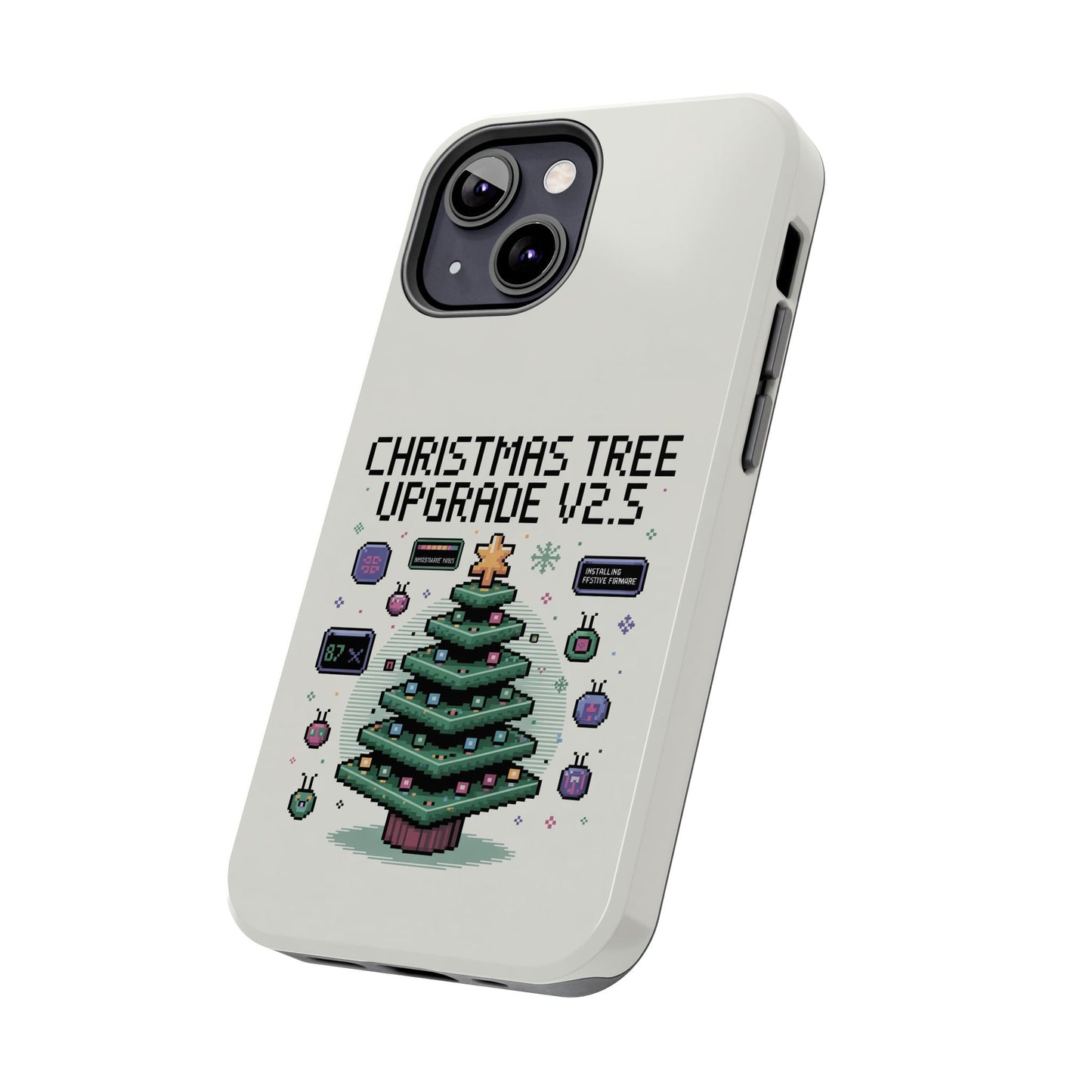 Christmas Tree Upgrade Tough iPhone Case - Pixel Art Design