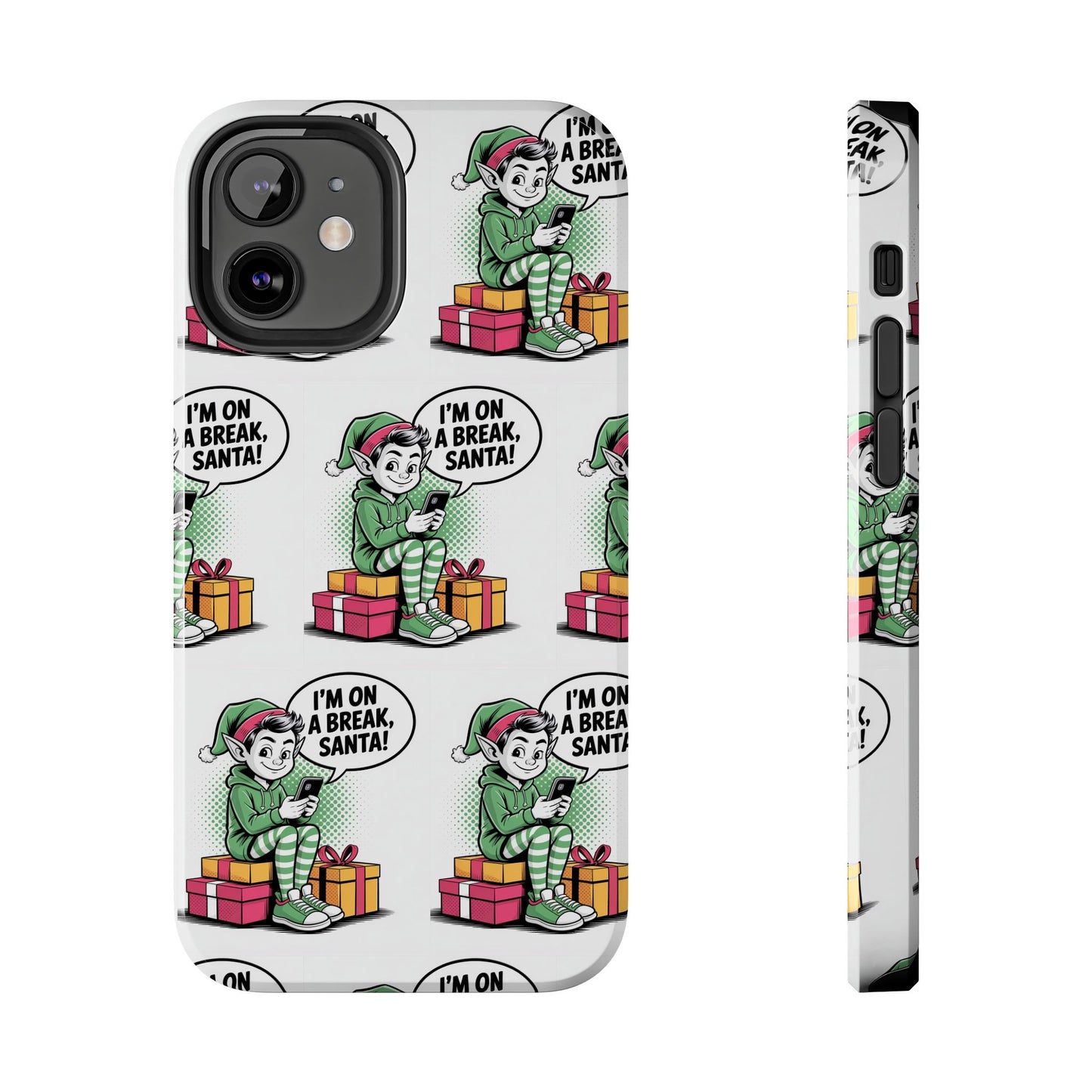 Christmas Elf Tough Phone Case - I'm on a Break, Santa Pattern!