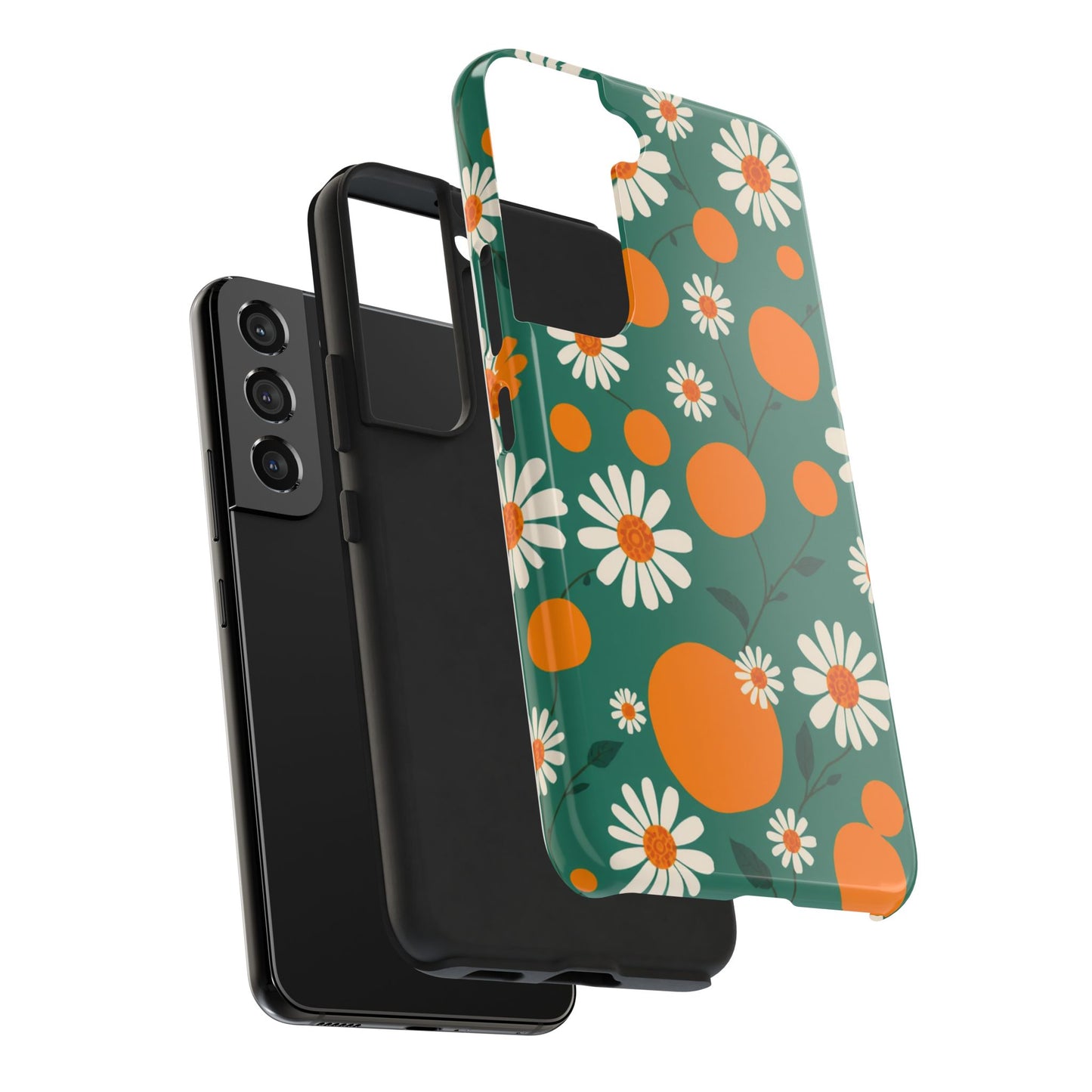 Floral Tough Phone Case - Daisy & Orange Design