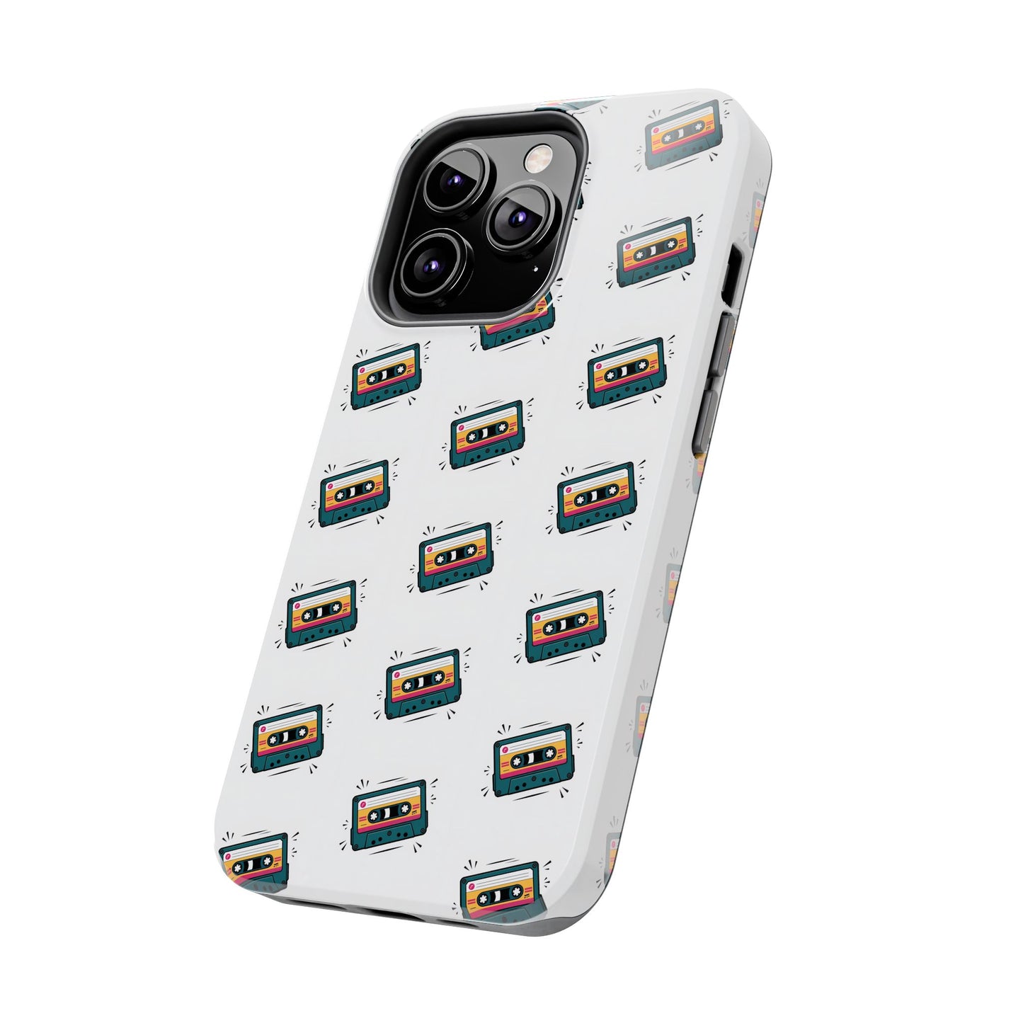 Retro Cassette Tape Phone Case Pattern - White
