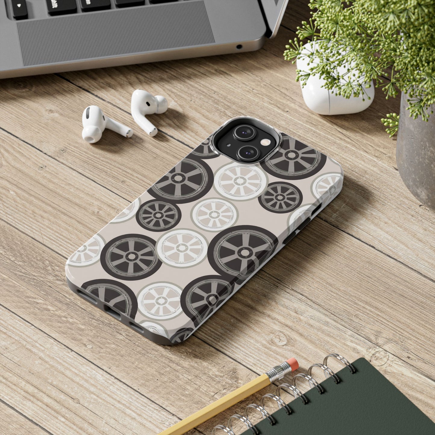 Racing Wheel Design Tough Phone Case – Durable Protection for Automotive Enthusiasts