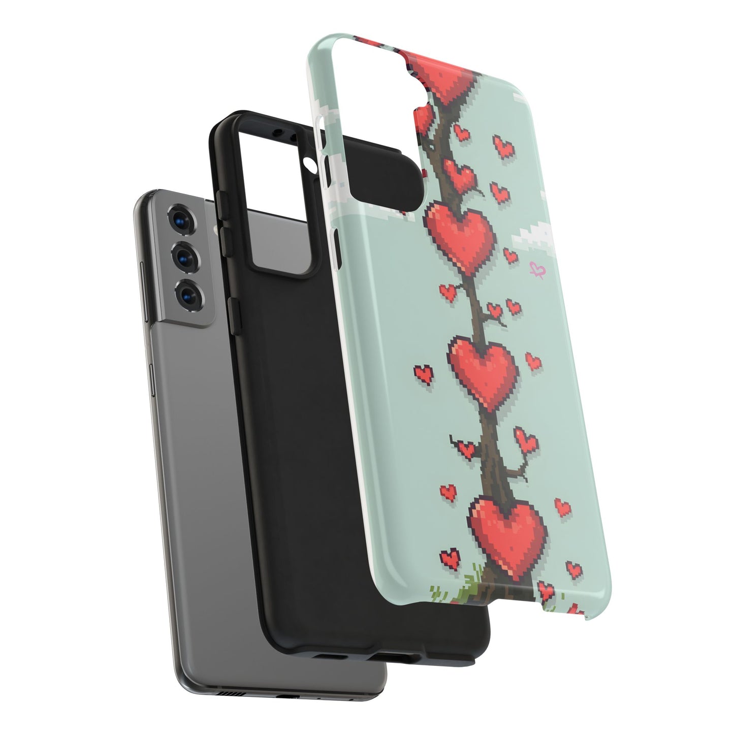 Pixelated Love Hearts Tree | Tough Phone Case - Cute Design - for iPhone
