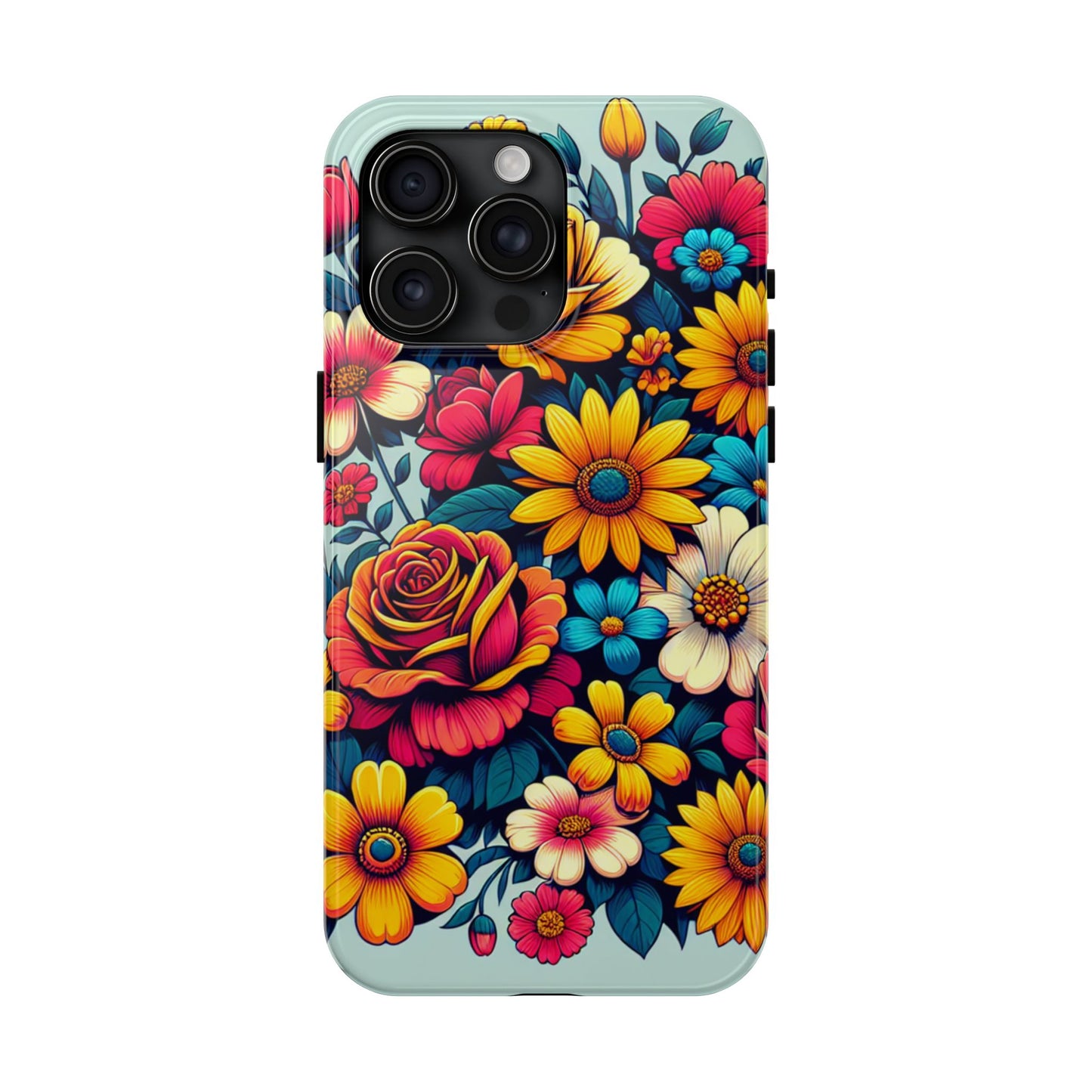 Vibrant Floral Tough Phone Case - Colorful Flower Design - for iPhone