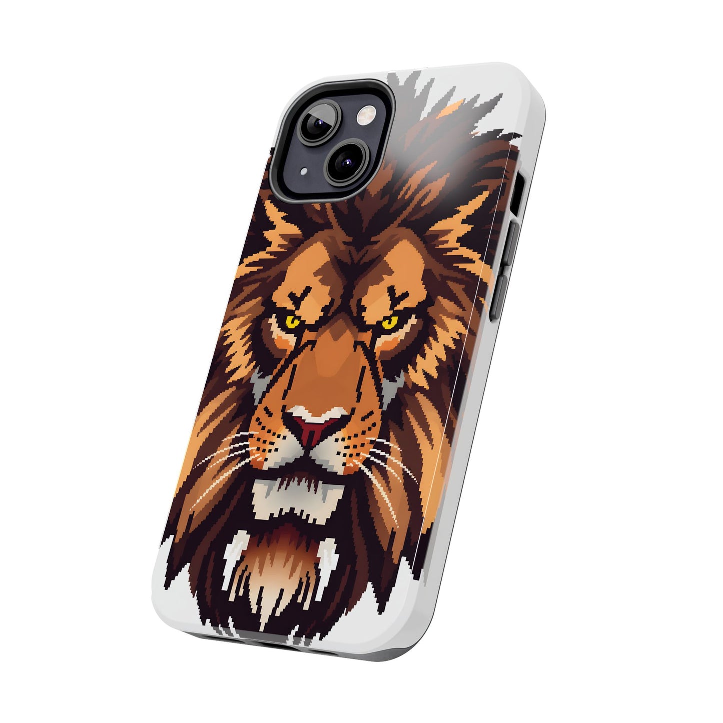 Fierce Pixelated Lion Tough Phone Case - Durable Design for Animal Lovers - for iPhone