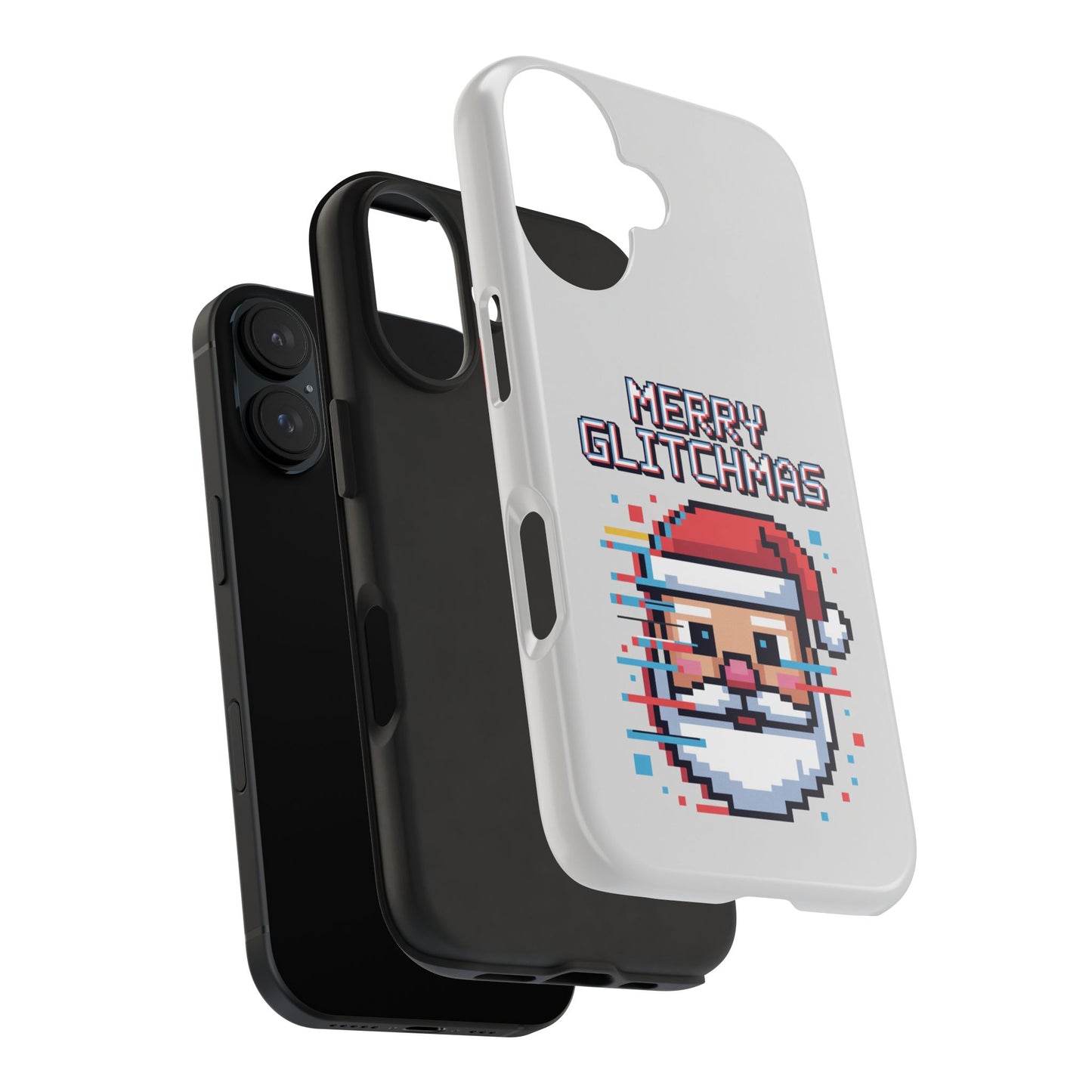 Merry Glitchmas Phone Case - Christmas Pixel Art Design for iPhone