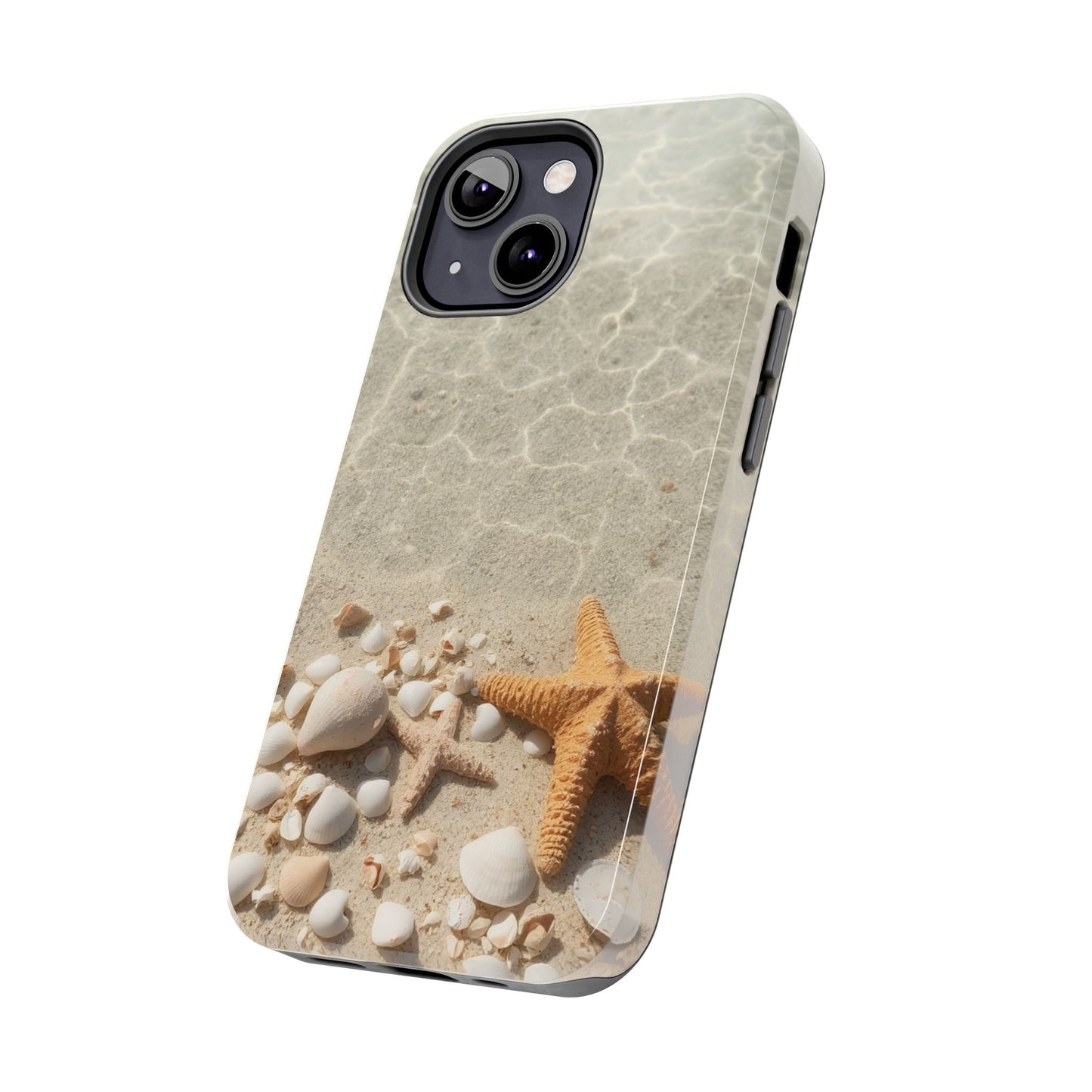 Beach-Inspired Tough Phone Case with Starfish and Seashell Design