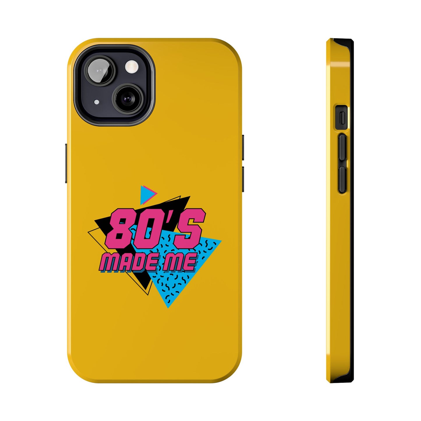80's Made Me Tough Phone Case - Retro Yellow Silicone Cover - for iPhone
