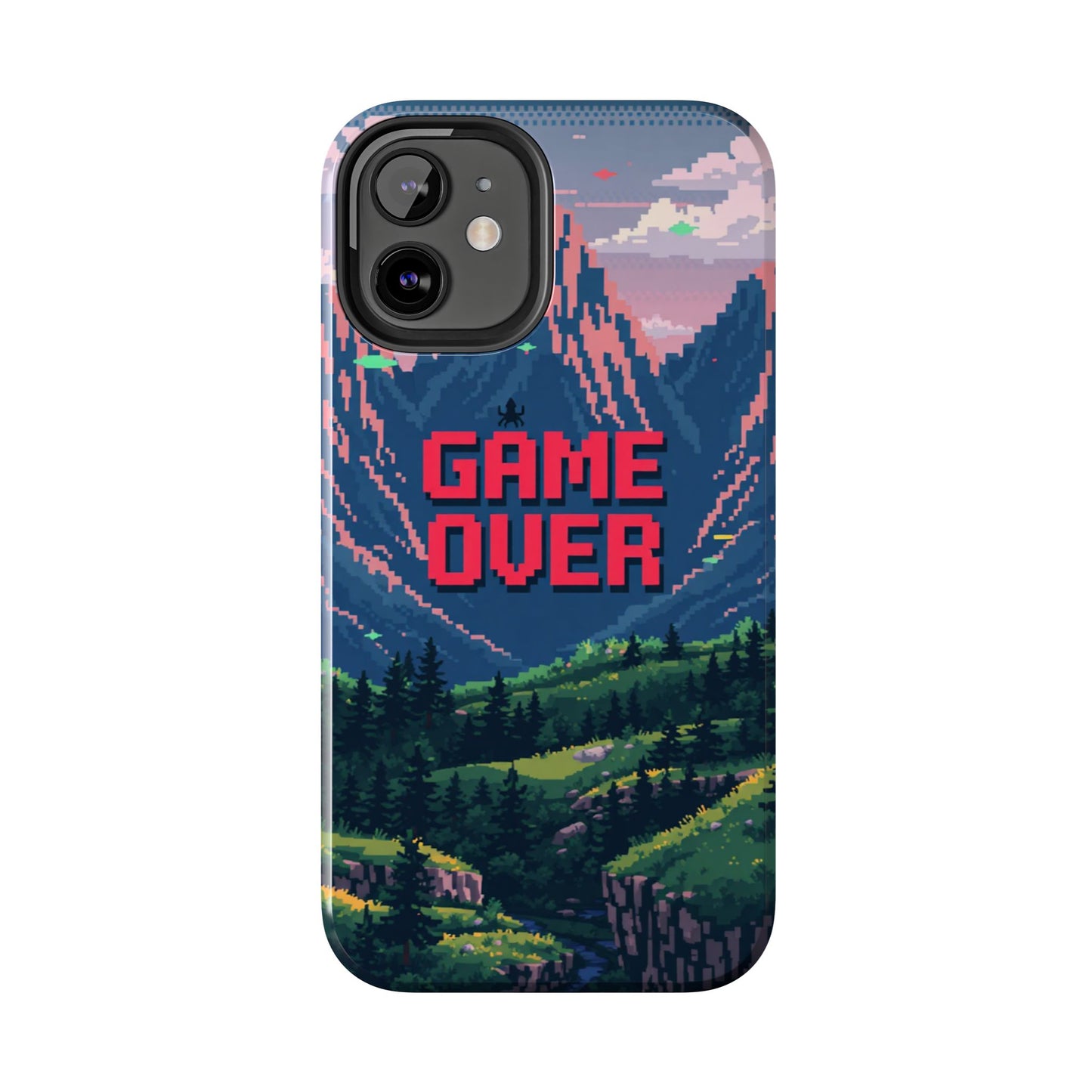 Pixel Art Tough Phone Case - 'Game Over' Design for Gamers