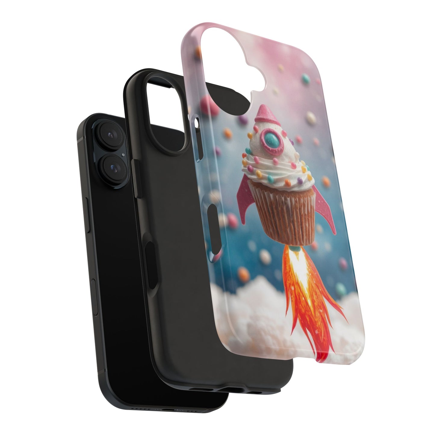 Whimsical Rocket Cupcake Phone Case - Fun Protective Case for Kids and Teens