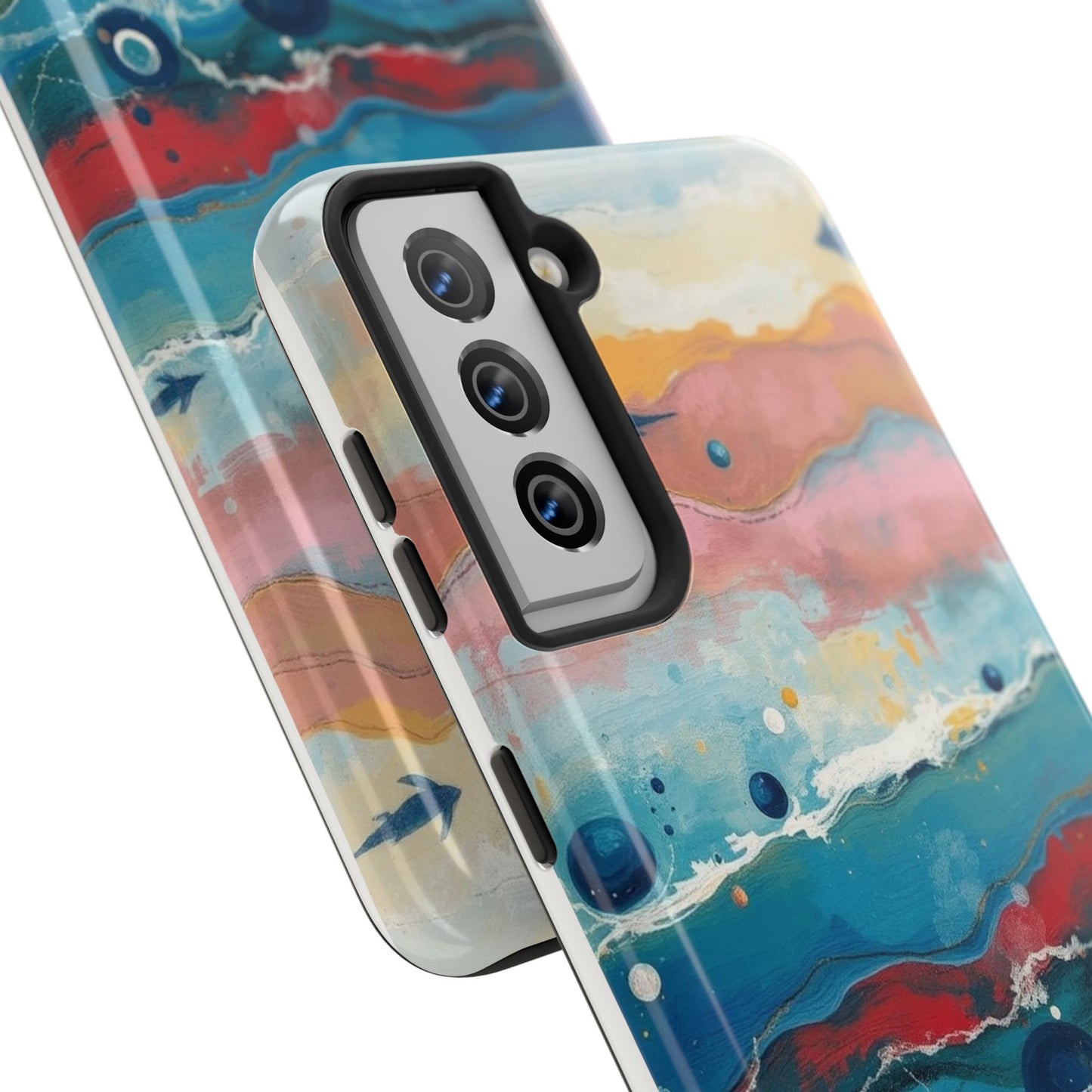 Artistic Tough Phone Case - Vibrant Waves Design for Unique Style