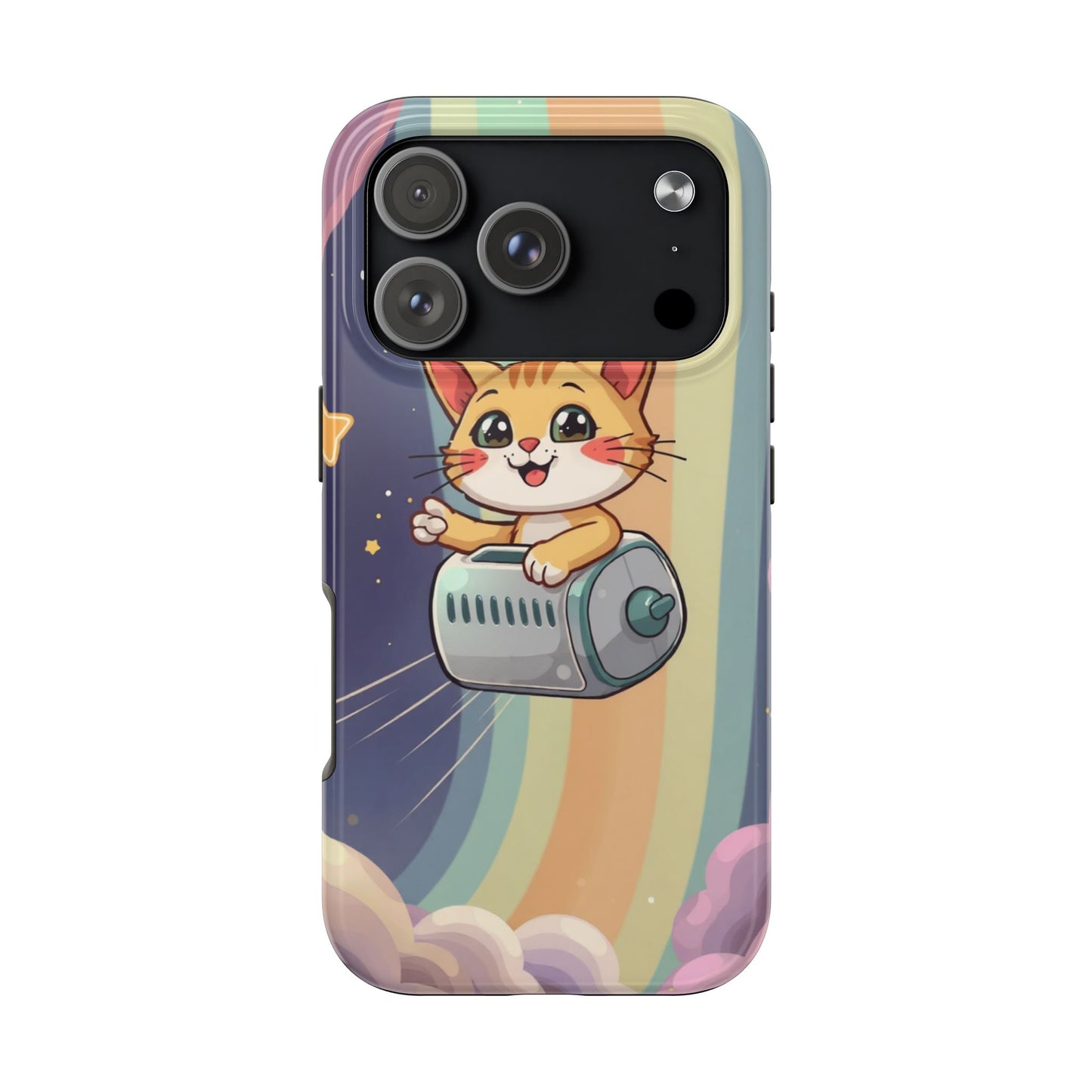 Cute Cat Rocket Phone Case - Vibrant and Playful Tough Case