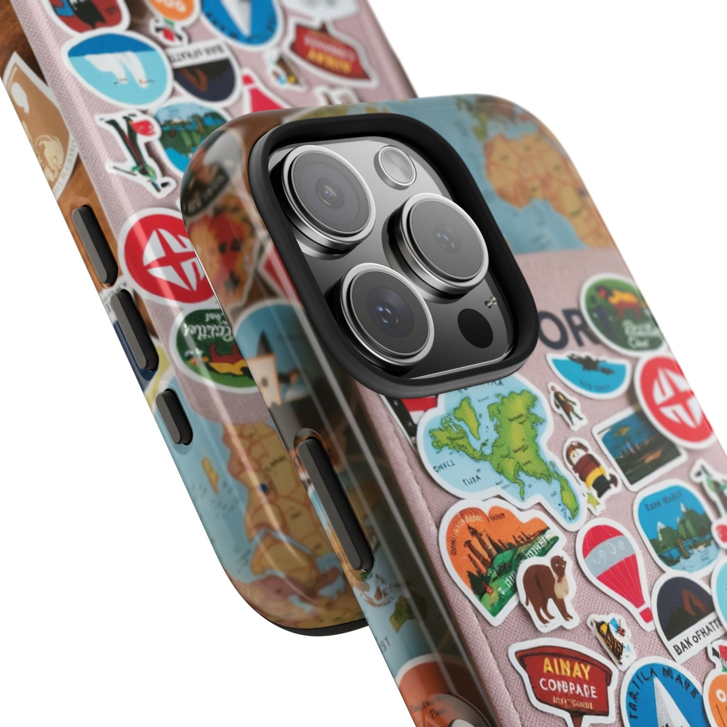 Adventure Stickers Phone Case - Tough Protection for Travel Lovers