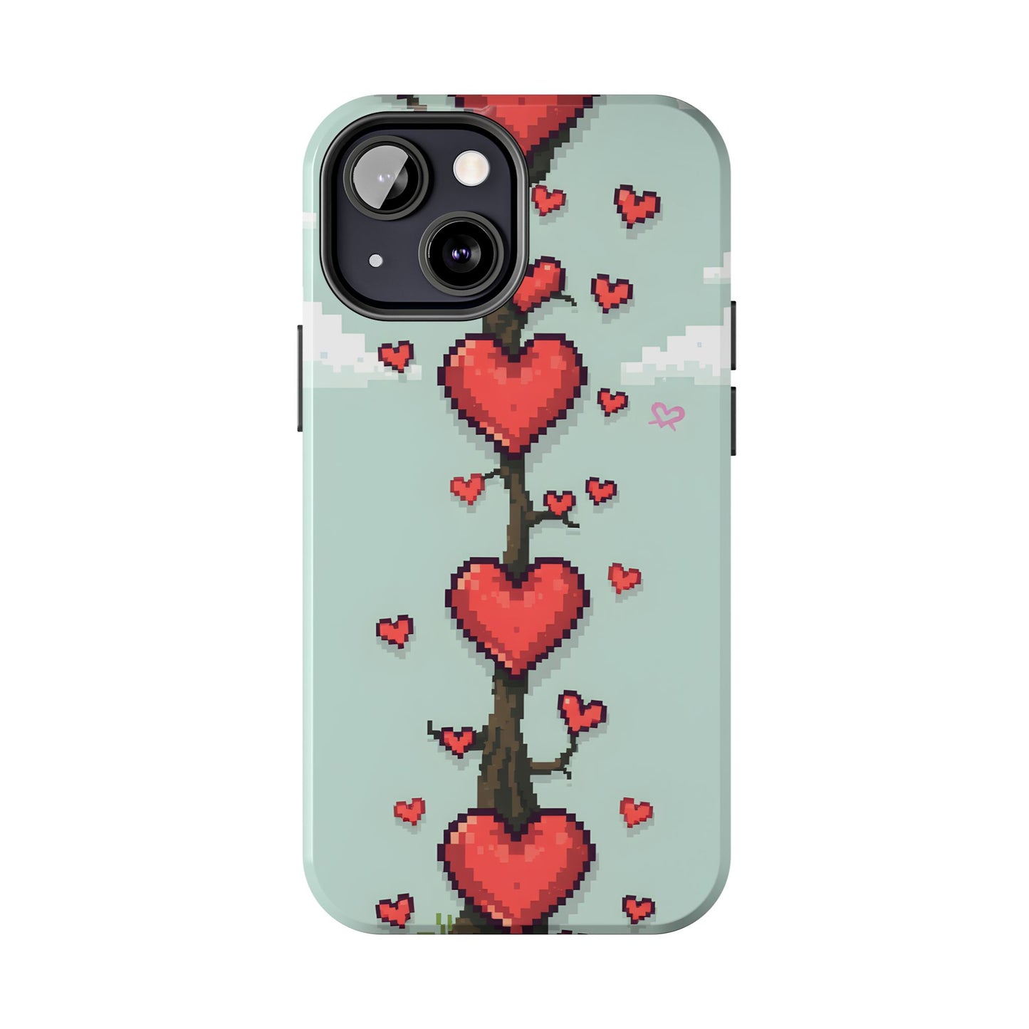 Pixelated Love Hearts Tree | Tough Phone Case - Cute Design - for iPhone