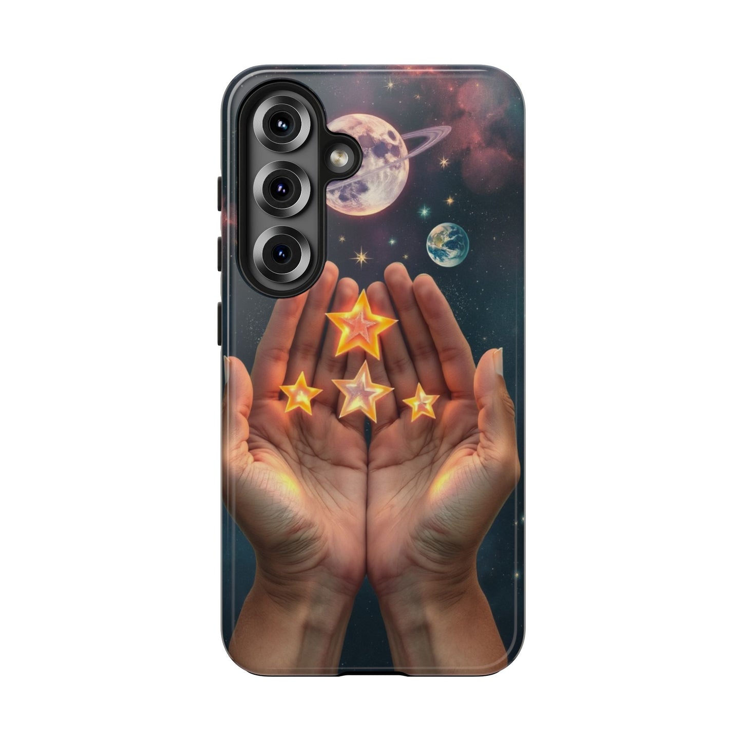 Galaxy Hands Tough Phone Case - Celestial Design for Star Lovers