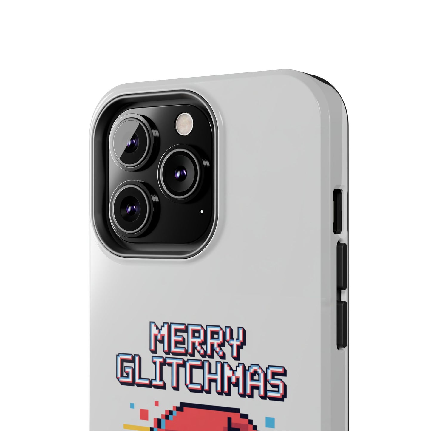 Merry Glitchmas Phone Case - Christmas Pixel Art Design for iPhone