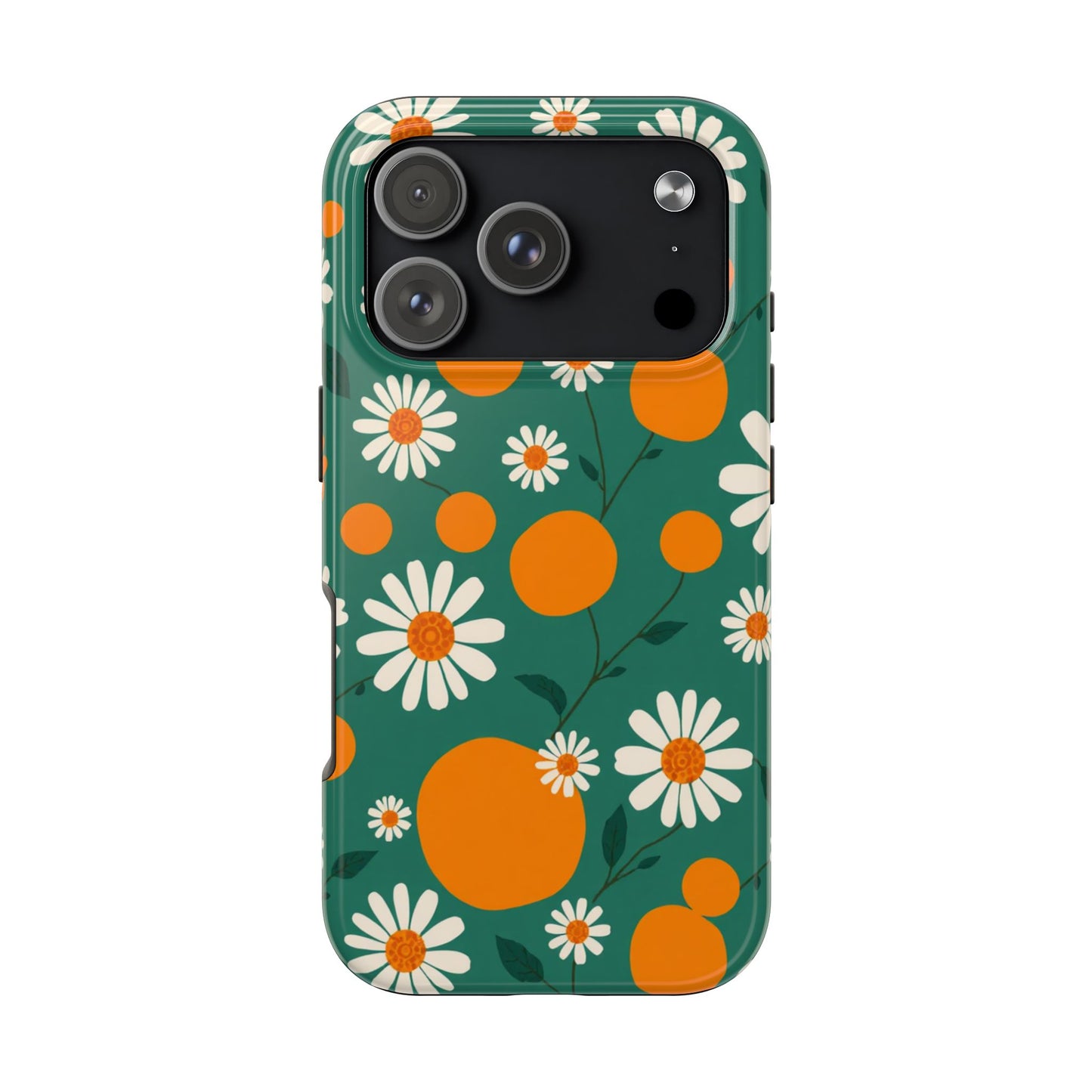 Floral Tough Phone Case - Daisy & Orange Design