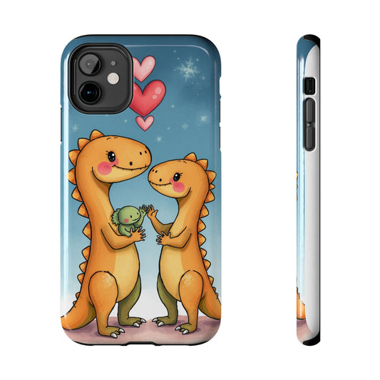 Dino Love Tough Phone Case - Cute & Durable Design for Kids & Parents