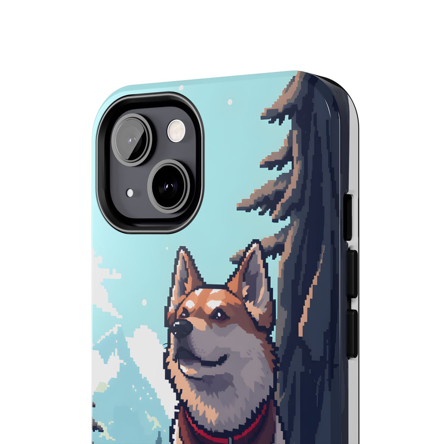 Retro Dog Adventure Tough Phone Case - Pixel Art Shiba Inu Design - for iPhone