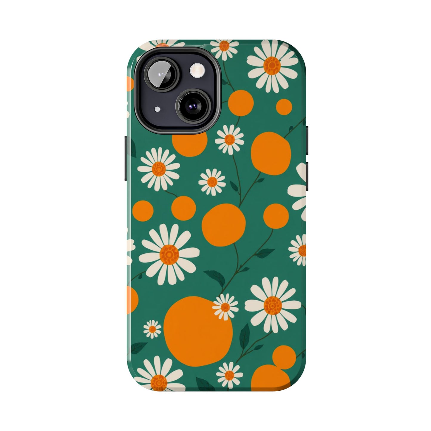Floral Tough Phone Case - Daisy & Orange Design