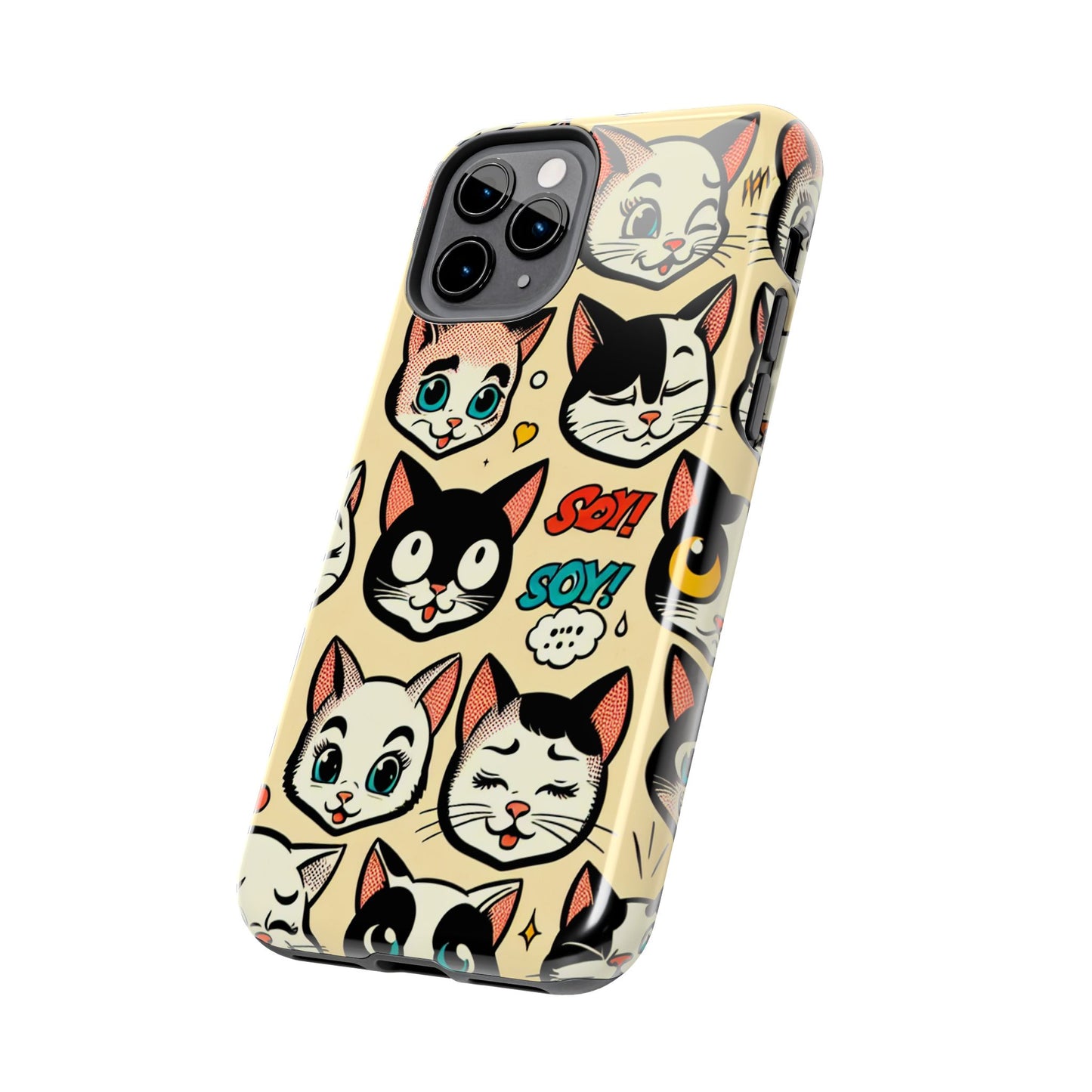 Playful Cat-Themed Tough Phone Case - Pet Pattern - for iPhone
