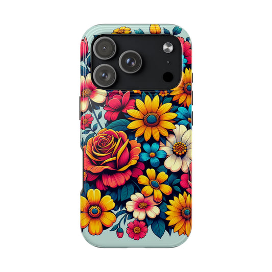 Vibrant Floral Tough Phone Case - Colorful Flower Design - for iPhone