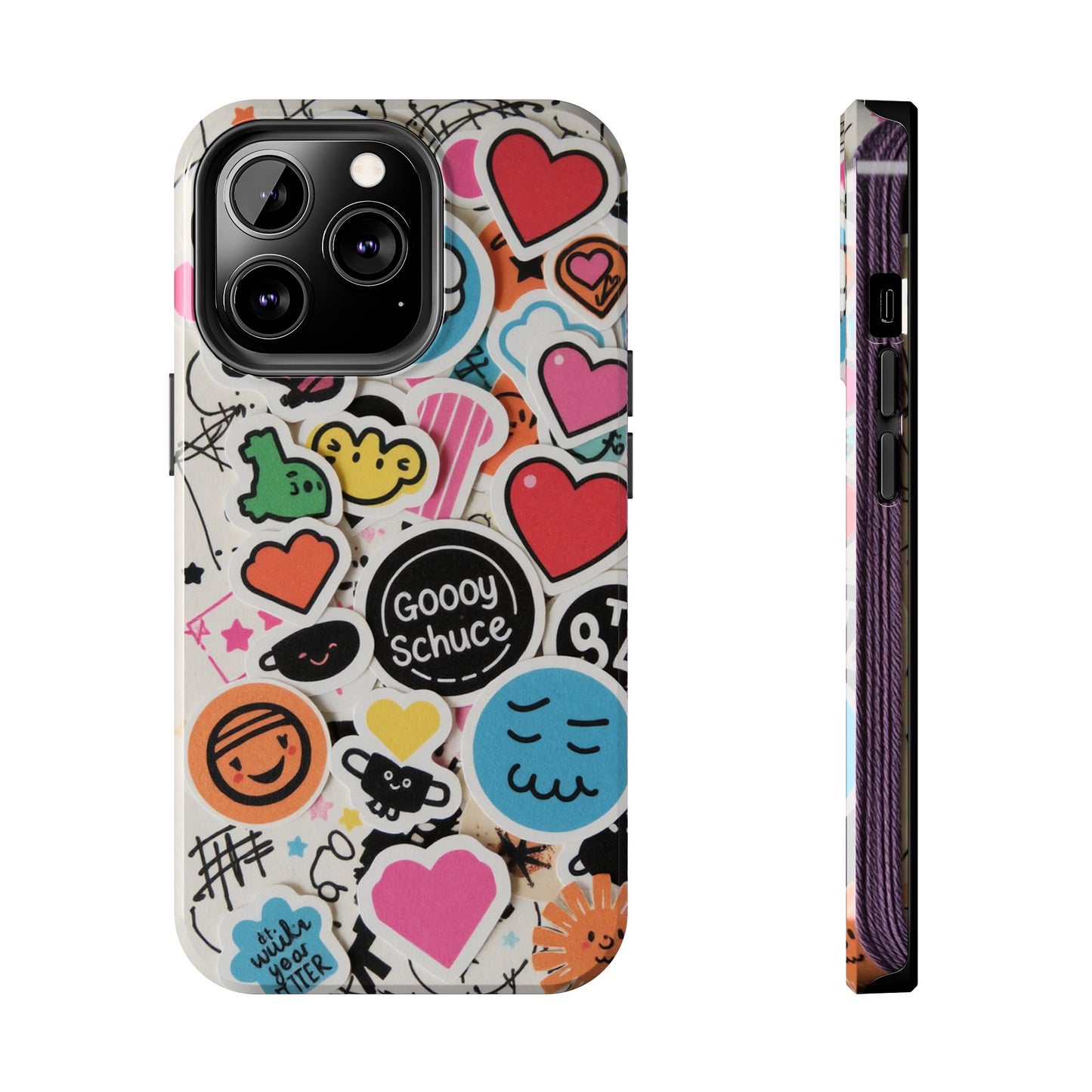 Colorful Stickers Phone Case - Fun & Trendy Tough Phone Cases