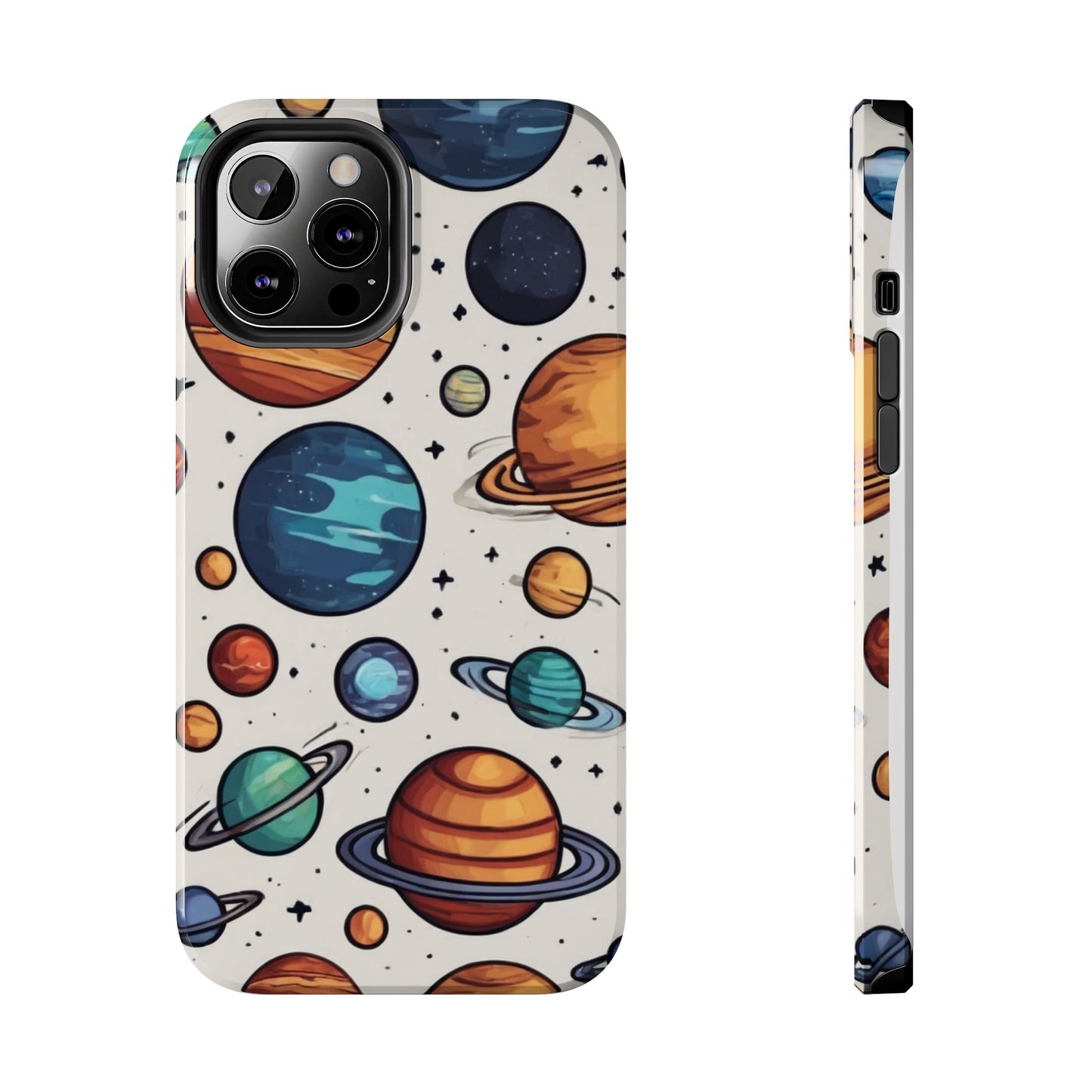 Cosmic Galaxy Tough Phone Case - Planetary Cartoon Design - for iPhone
