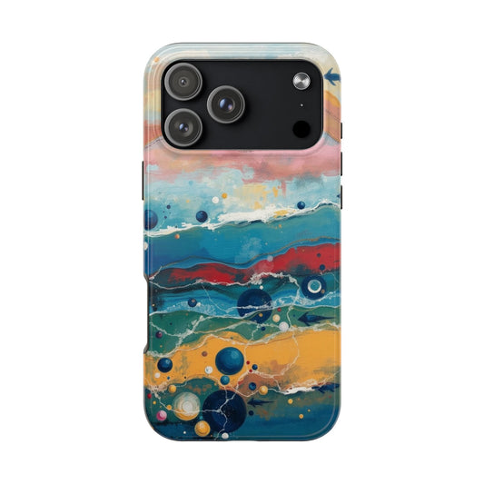 Artistic Tough Phone Case - Vibrant Waves Design for Unique Style