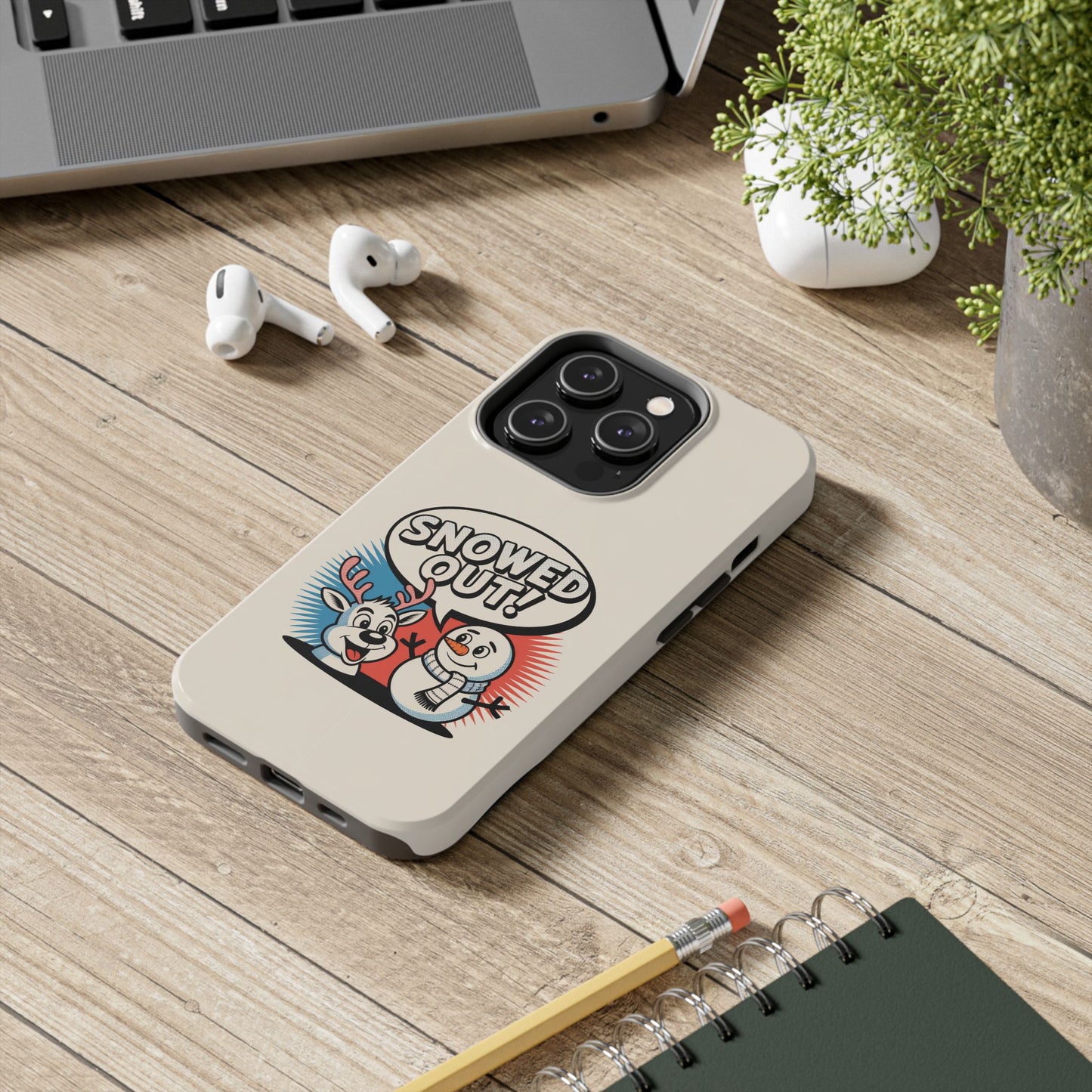 Snowman & Reindeer Tough Phone Case - Snowed Out Holiday Design