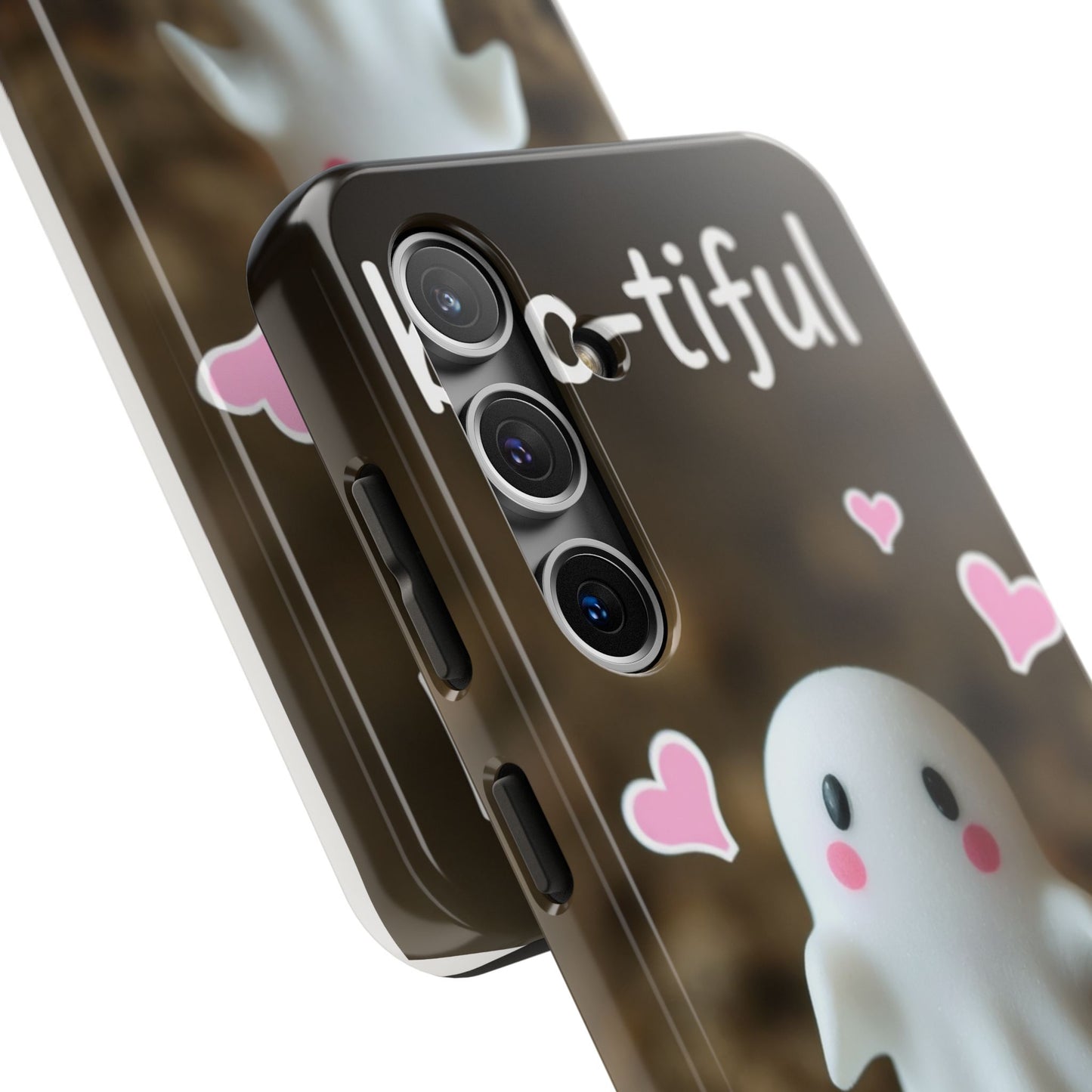 Cute Ghost Tough Phone Case - Beautiful Design with Heart Accents