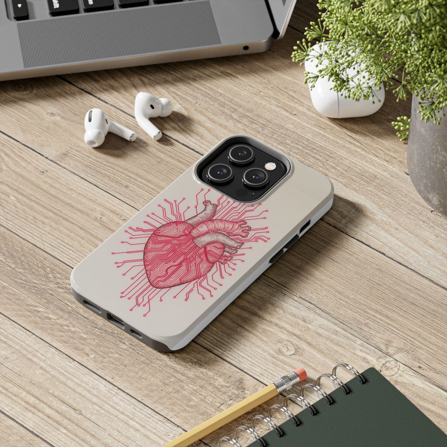 Heart Circuit Tough Phone Case – Unique Tech-Inspired Design for Tech Lovers