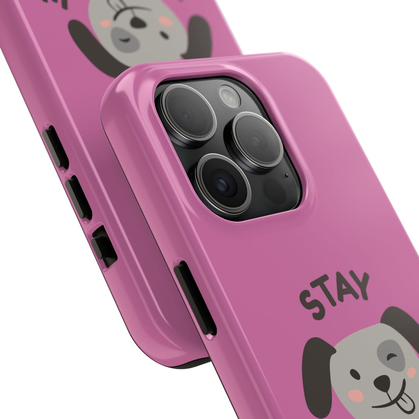 Pink Stay Pawsitive Tough Phone Case - Dog Funny Design - for iPhone