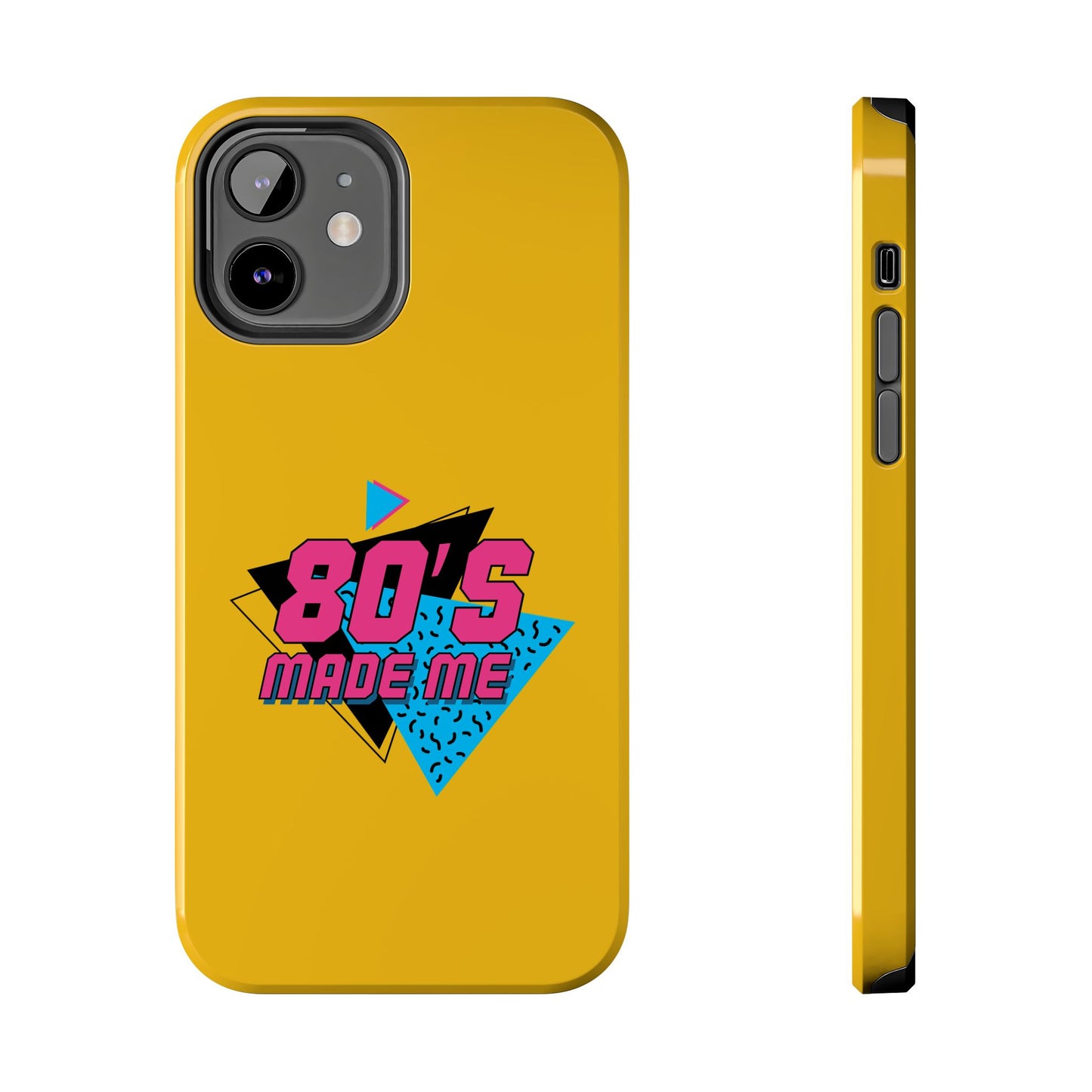 80's Made Me Tough Phone Case - Retro Yellow Silicone Cover - for iPhone