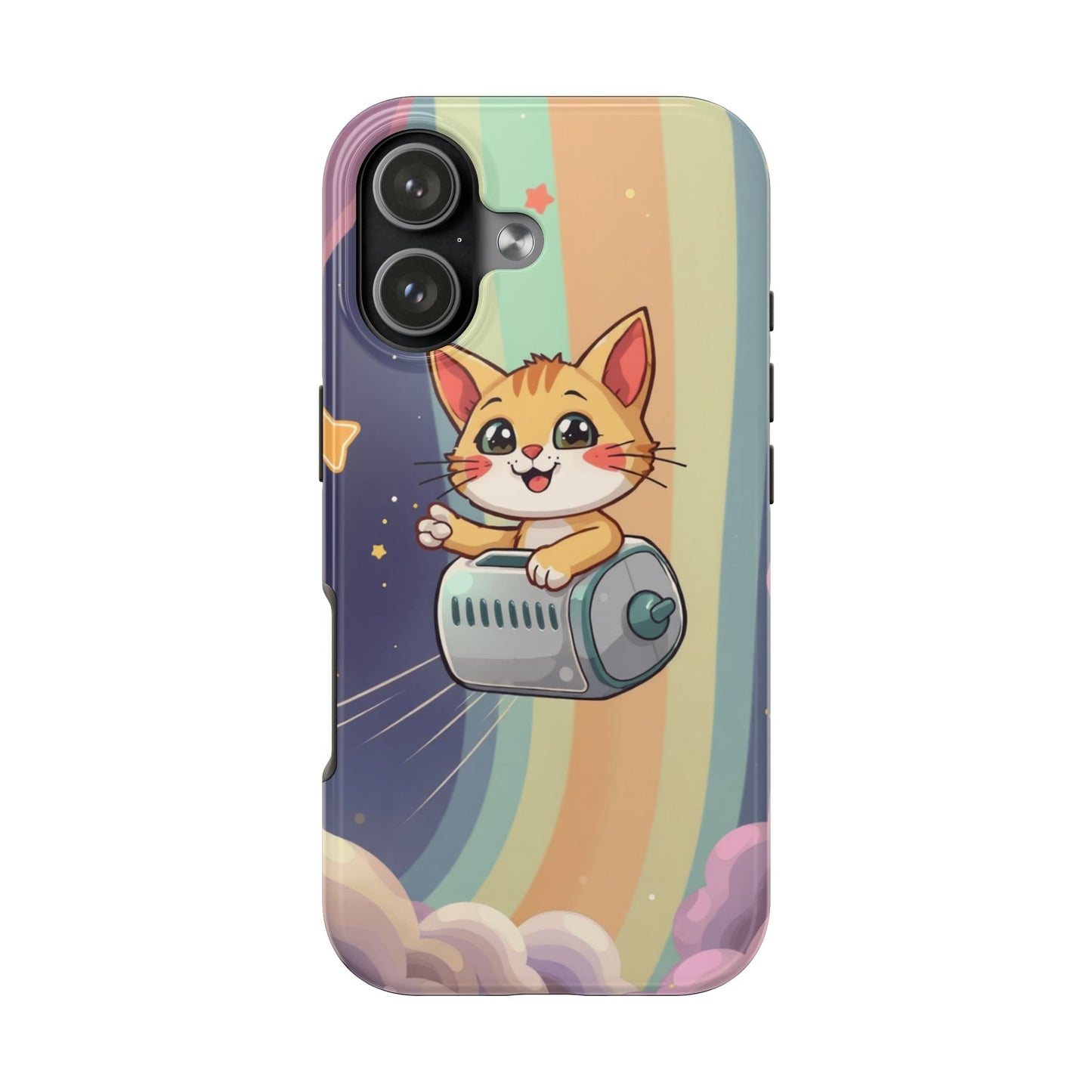 Cute Cat Rocket Phone Case - Vibrant and Playful Tough Case