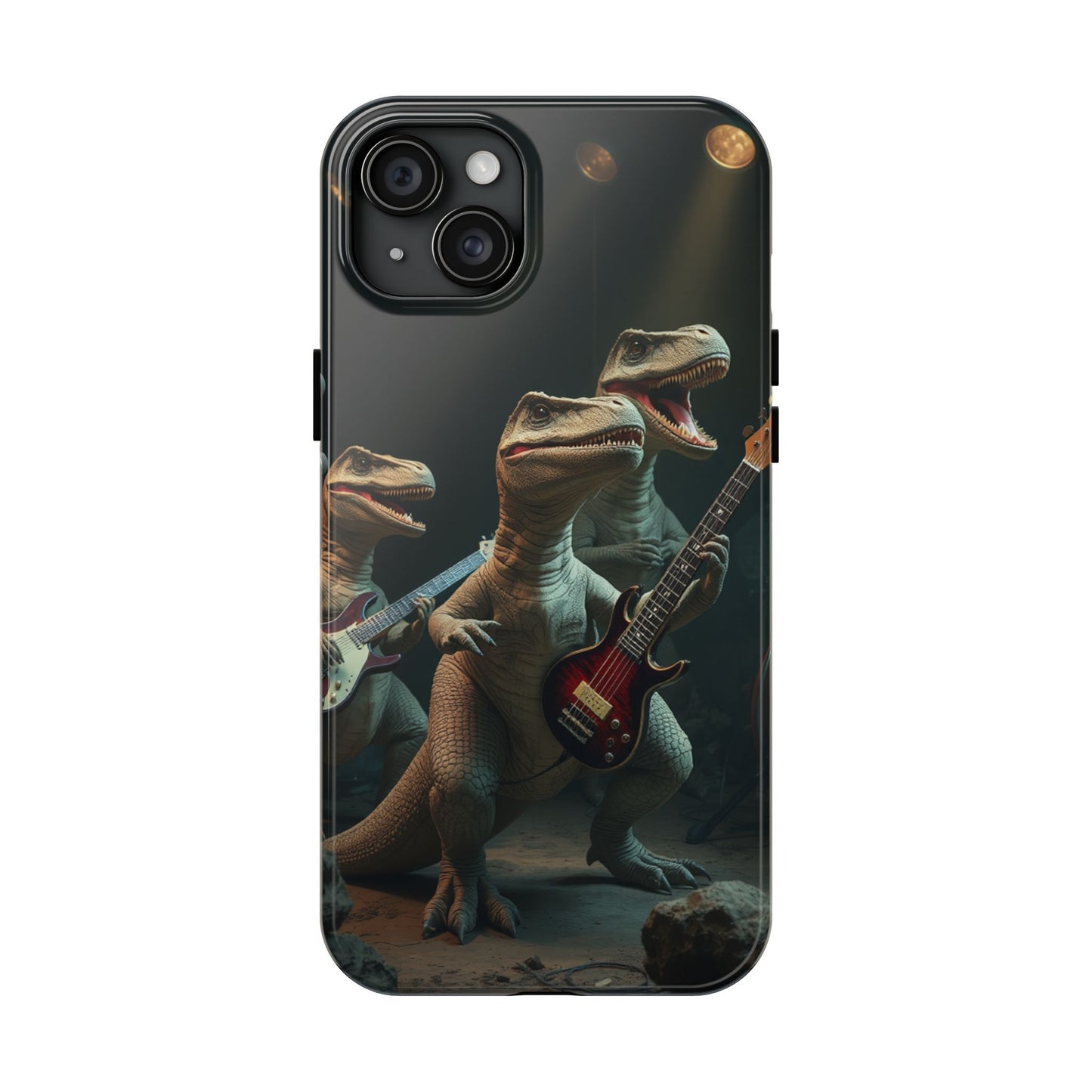 Rockin' Dinosaur Tough Phone Cases - Perfect for Music Lovers and Kids!